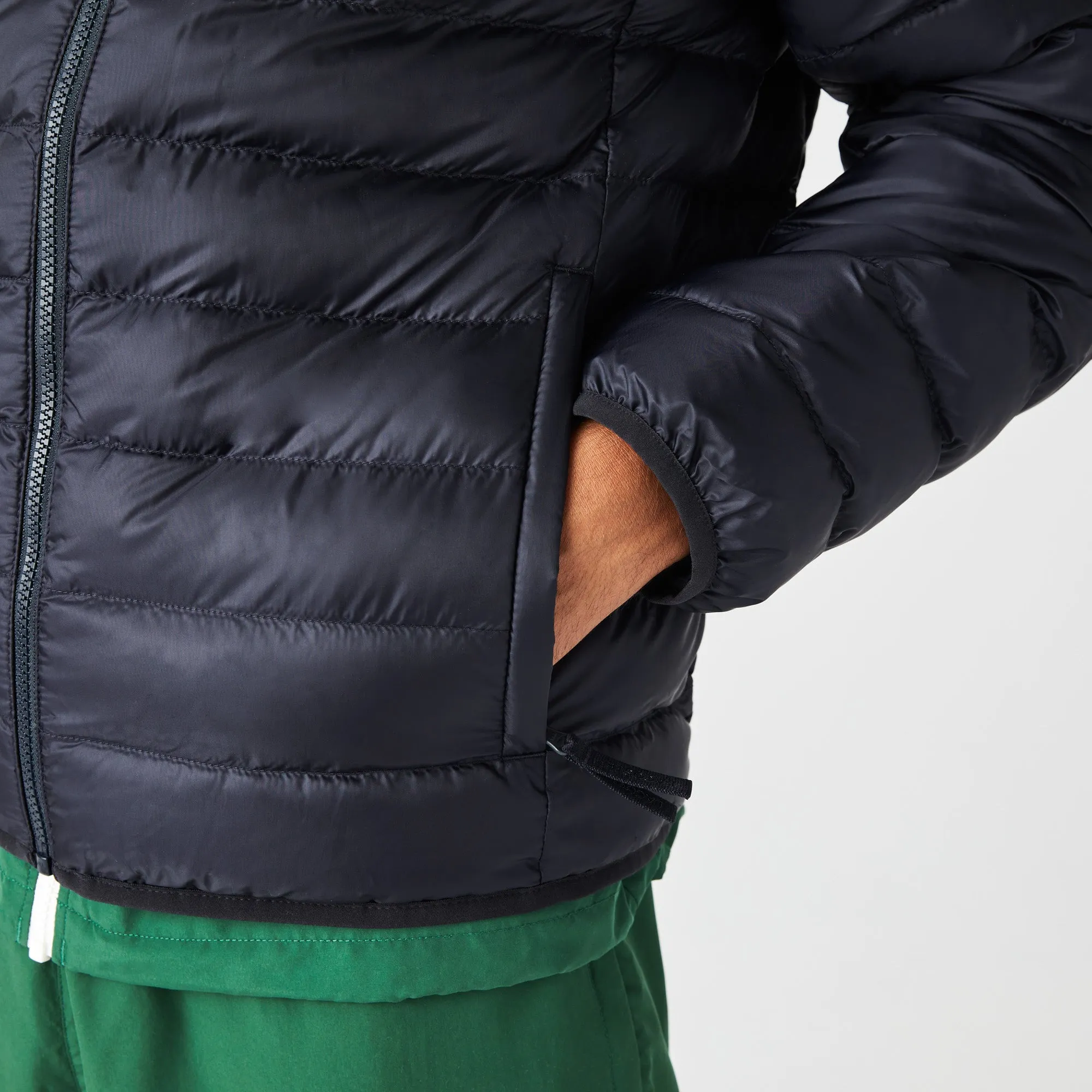 Lacoste BH0539 Quilted Hooded Puffer Jacket Navy Blue