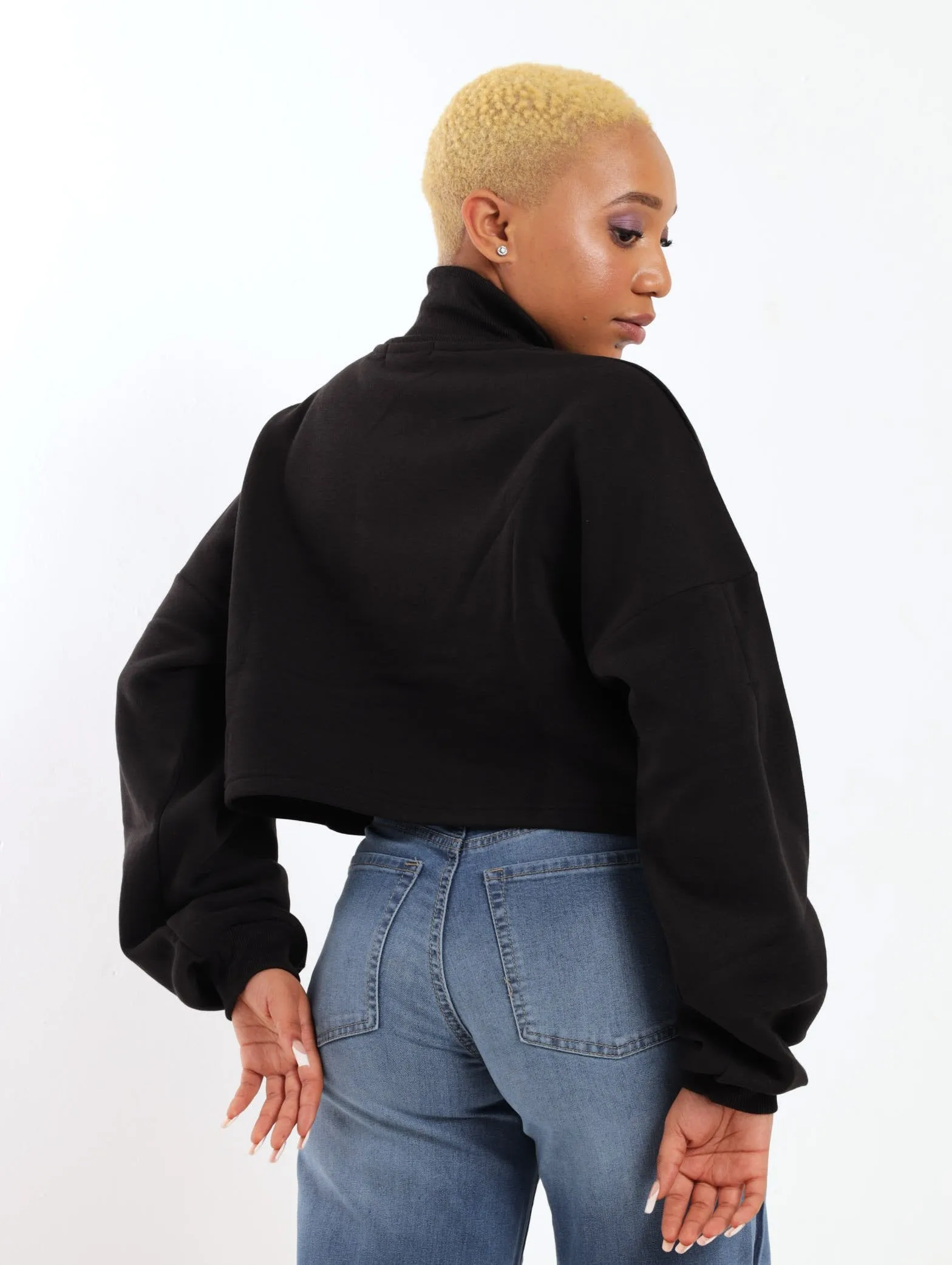Ladies Pleat Raglan Sleeve Pullover - Black