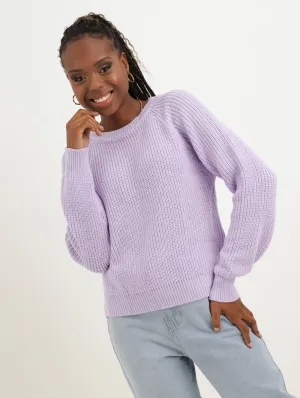 Ladies Raglan Side Slit Pullover - Lilac
