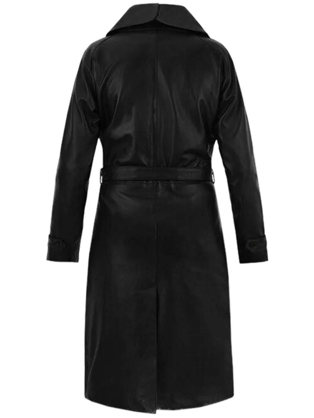 Lambskin Leather Coat with Tabbed Cuffs for Women