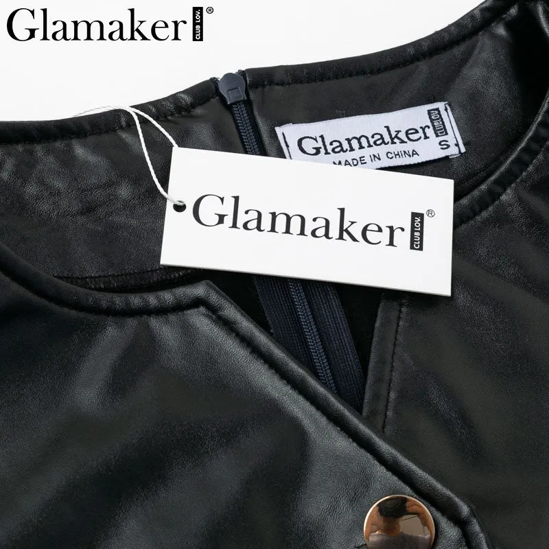 Leather V Neck Sexy Bodycon Dress