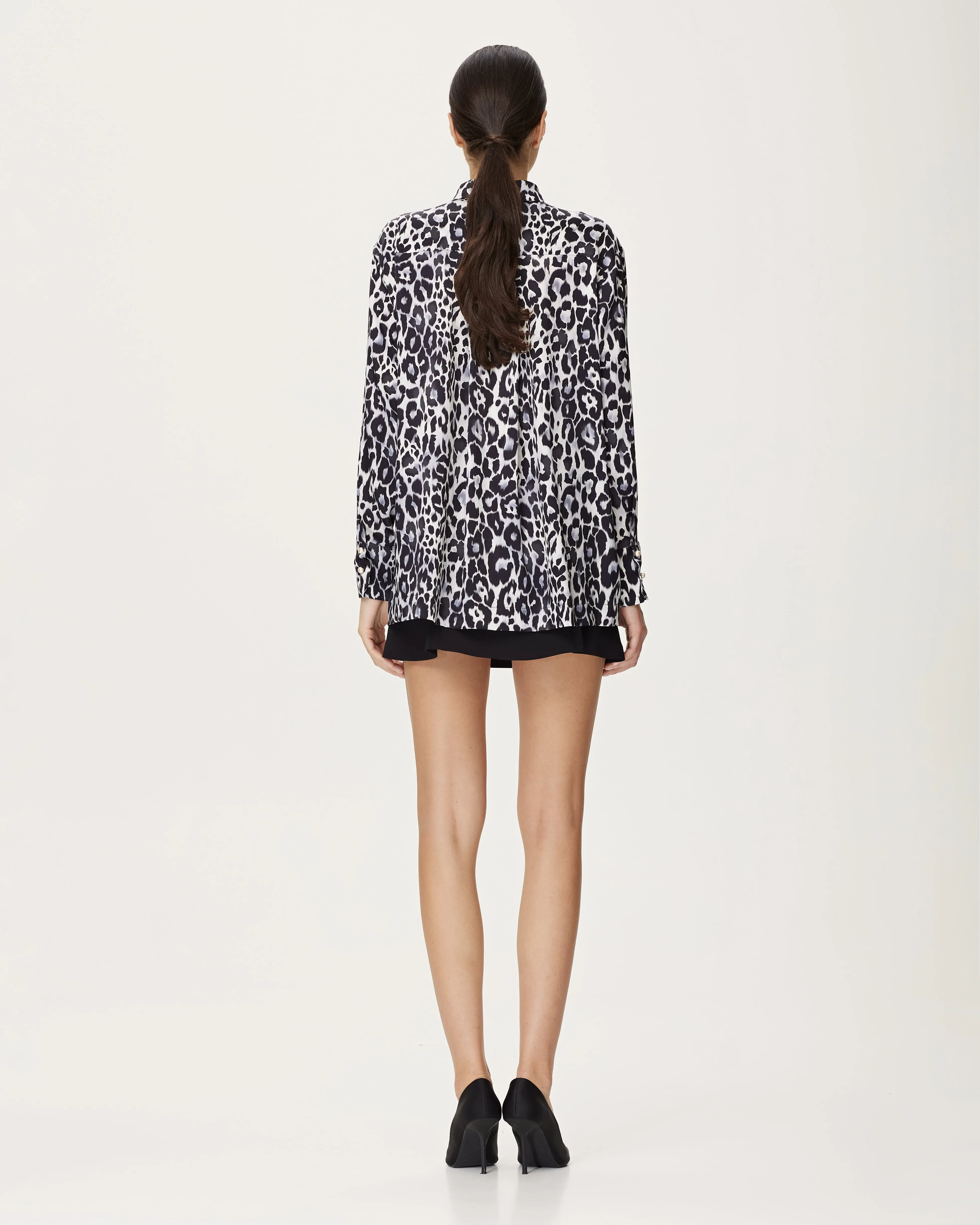 Leo Print Silk Satin Shirt