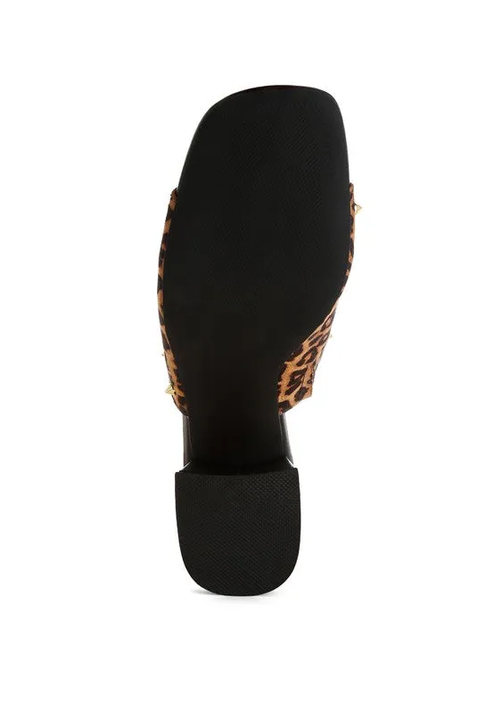 Leopard Print Studded Mule Heels