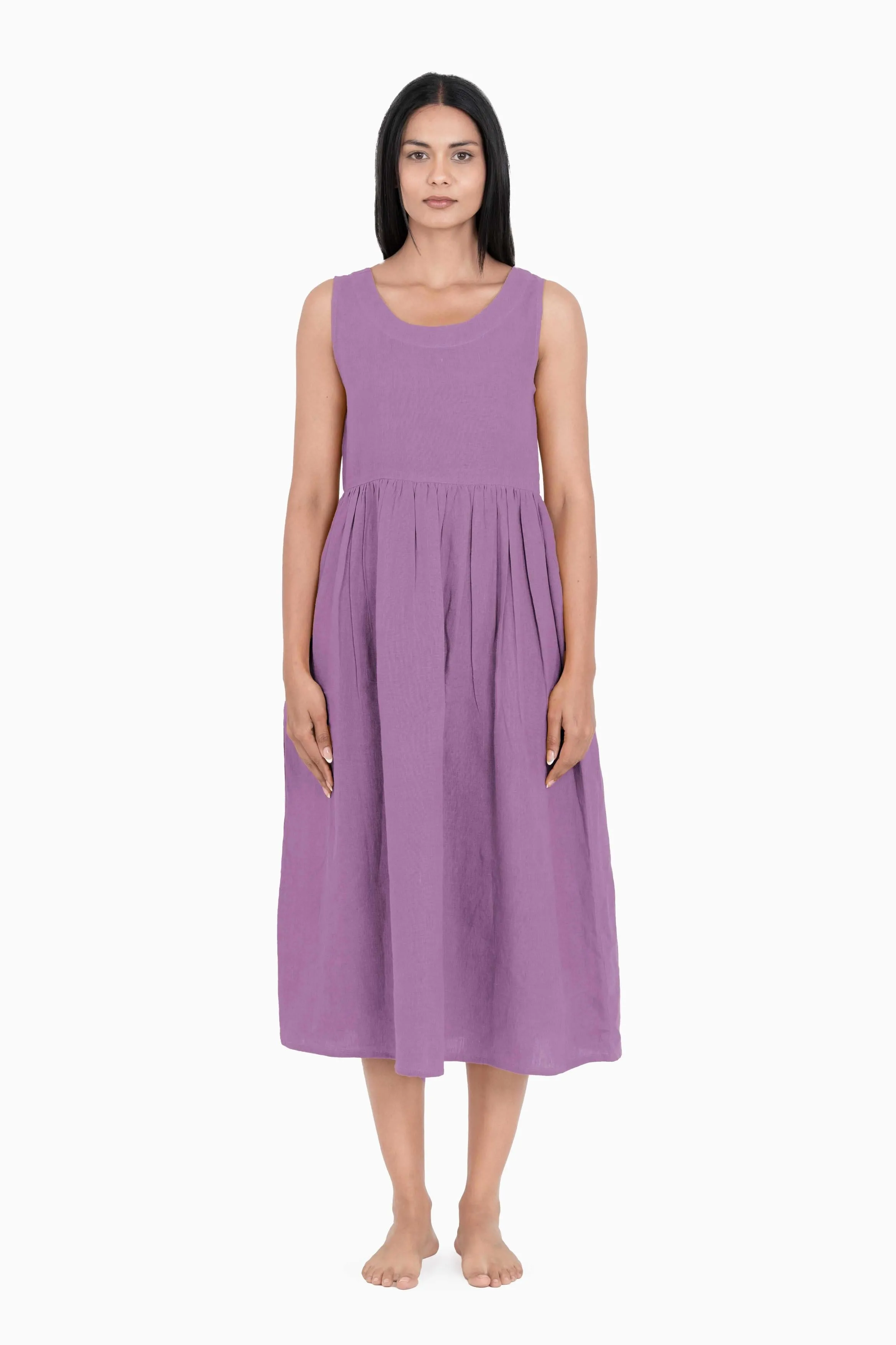 Linen Achill Dress-Pacific Blue