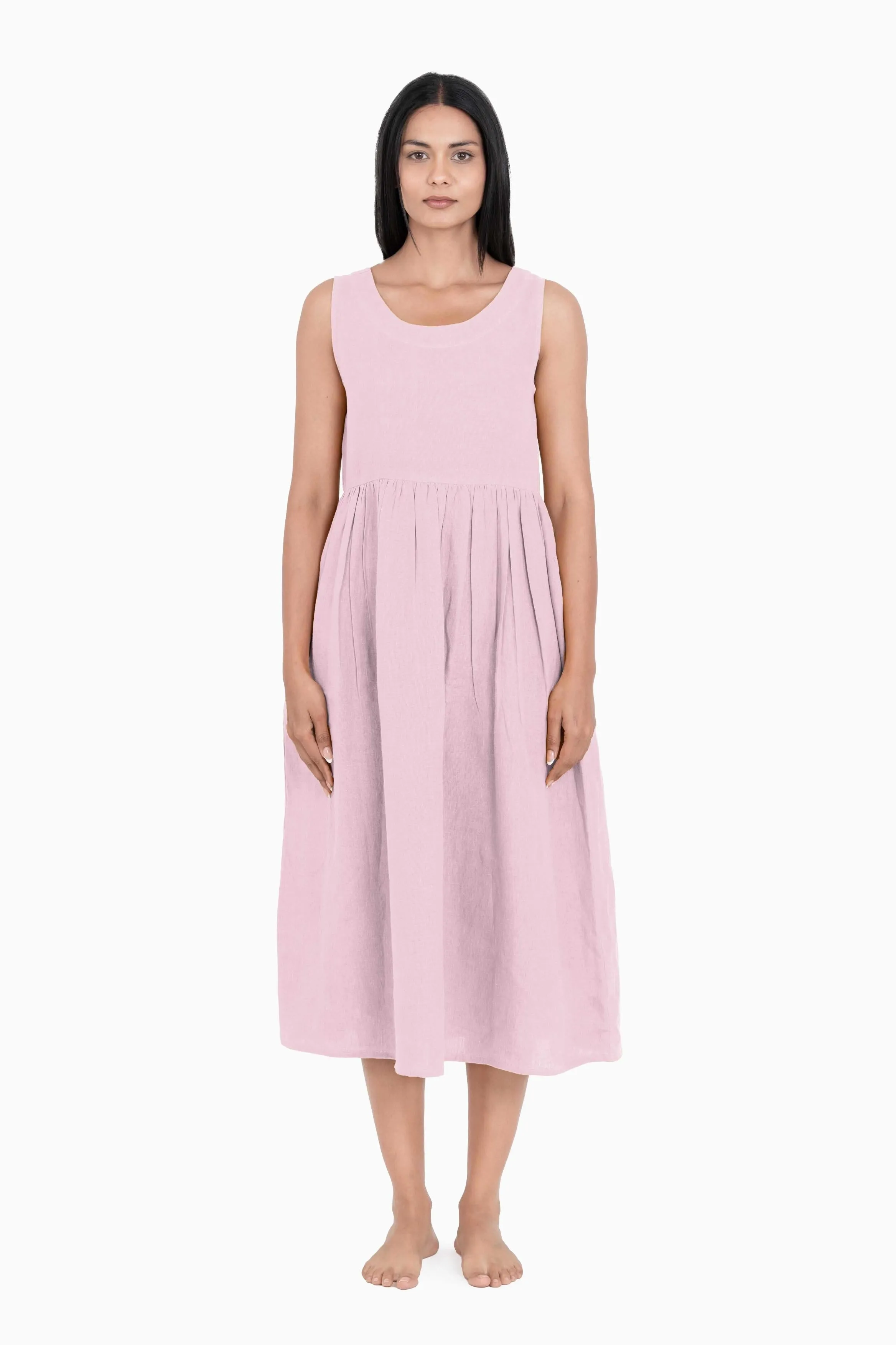 Linen Achill Dress-Pacific Blue
