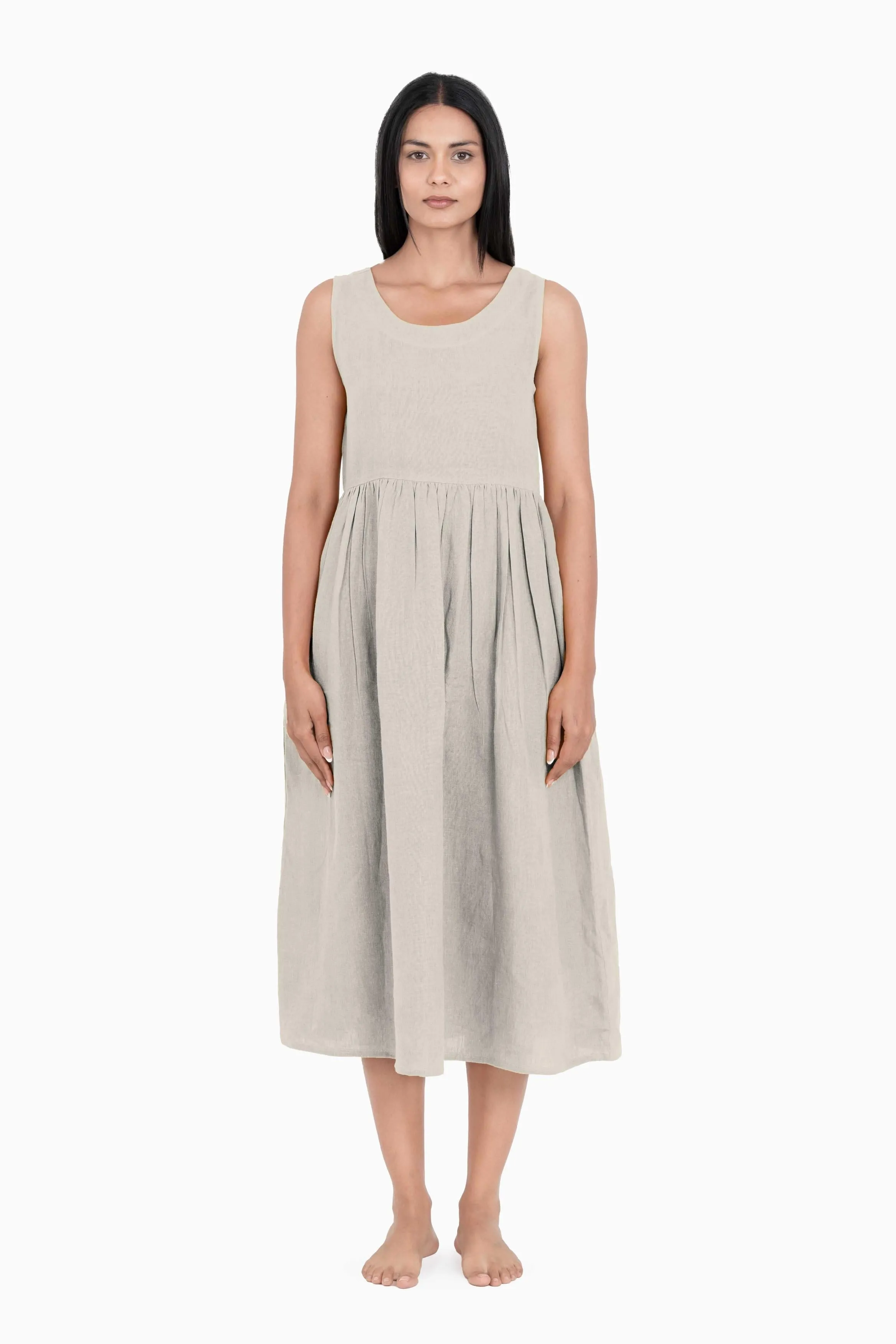 Linen Achill Dress-Pacific Blue