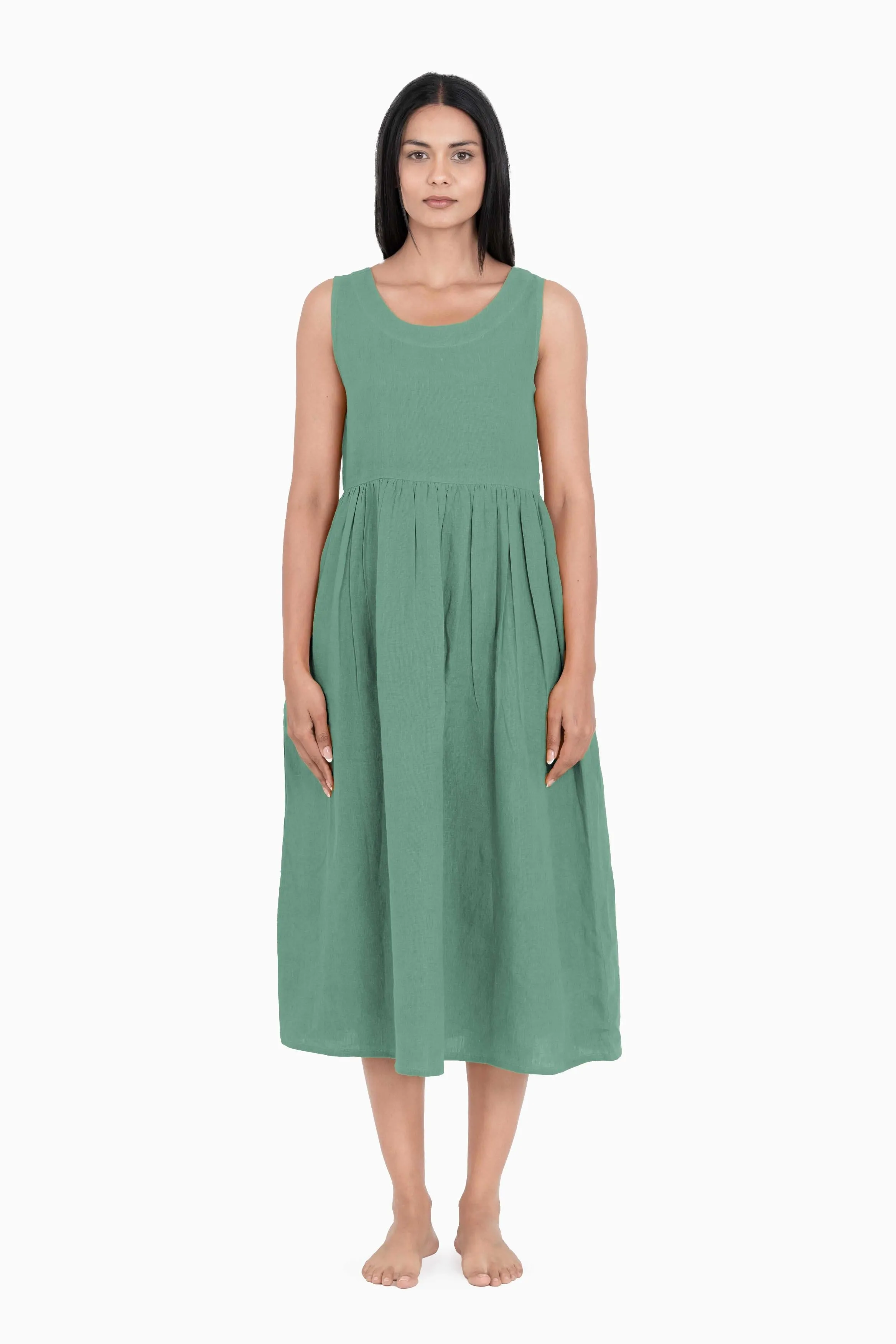 Linen Achill Dress-Pacific Blue
