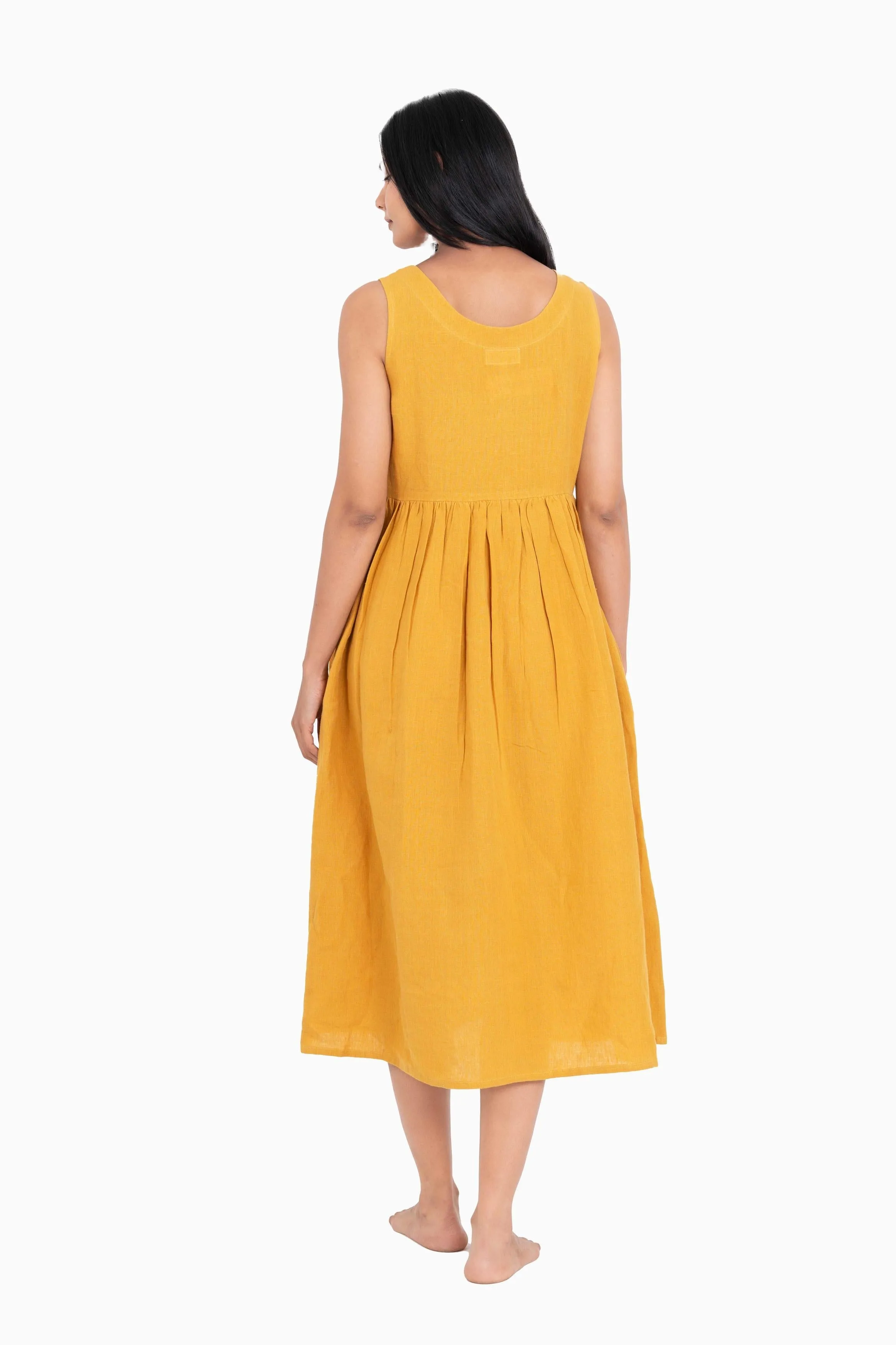 Linen Achill Dress-Pacific Blue