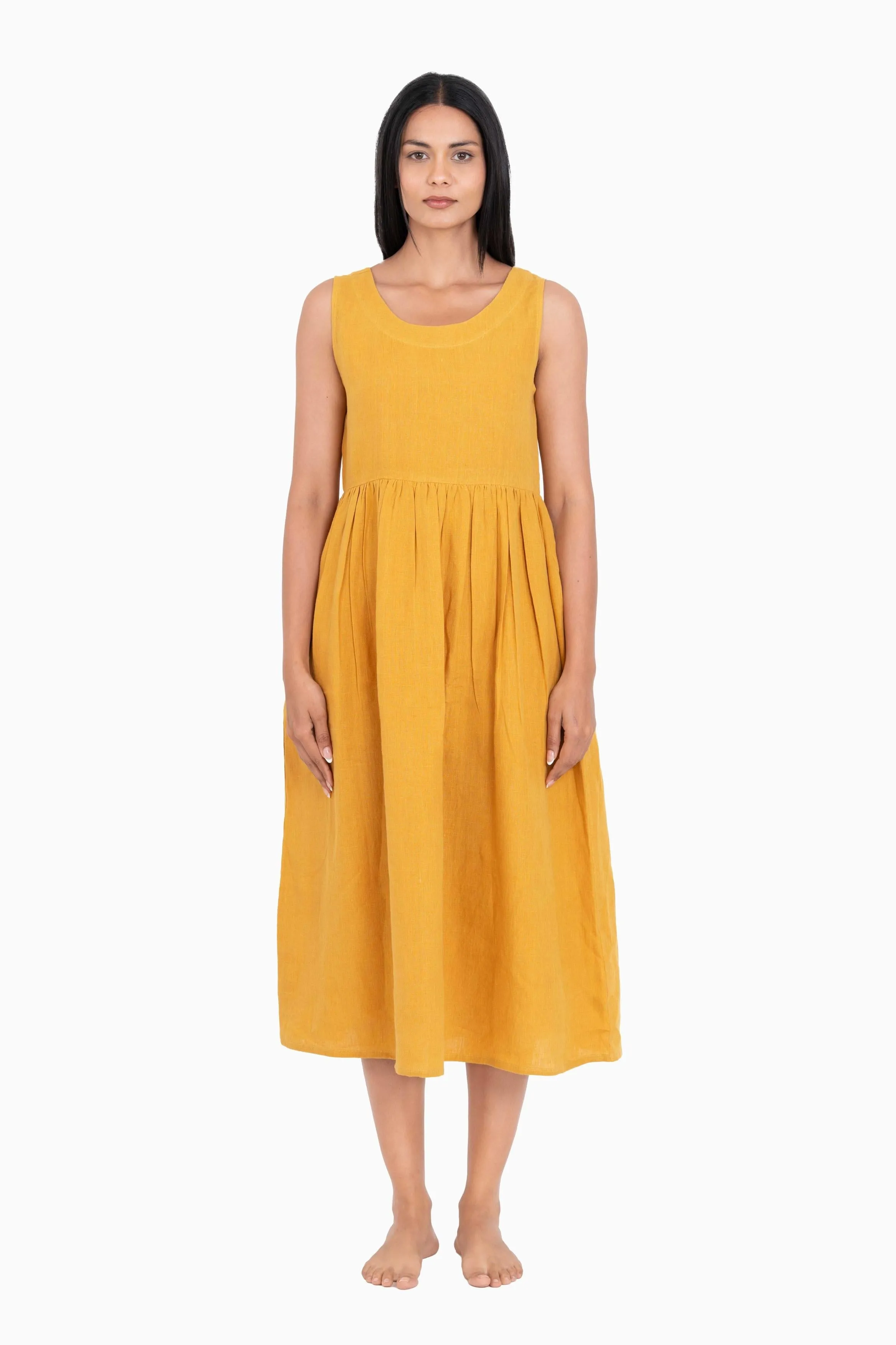 Linen Achill Dress-Pacific Blue