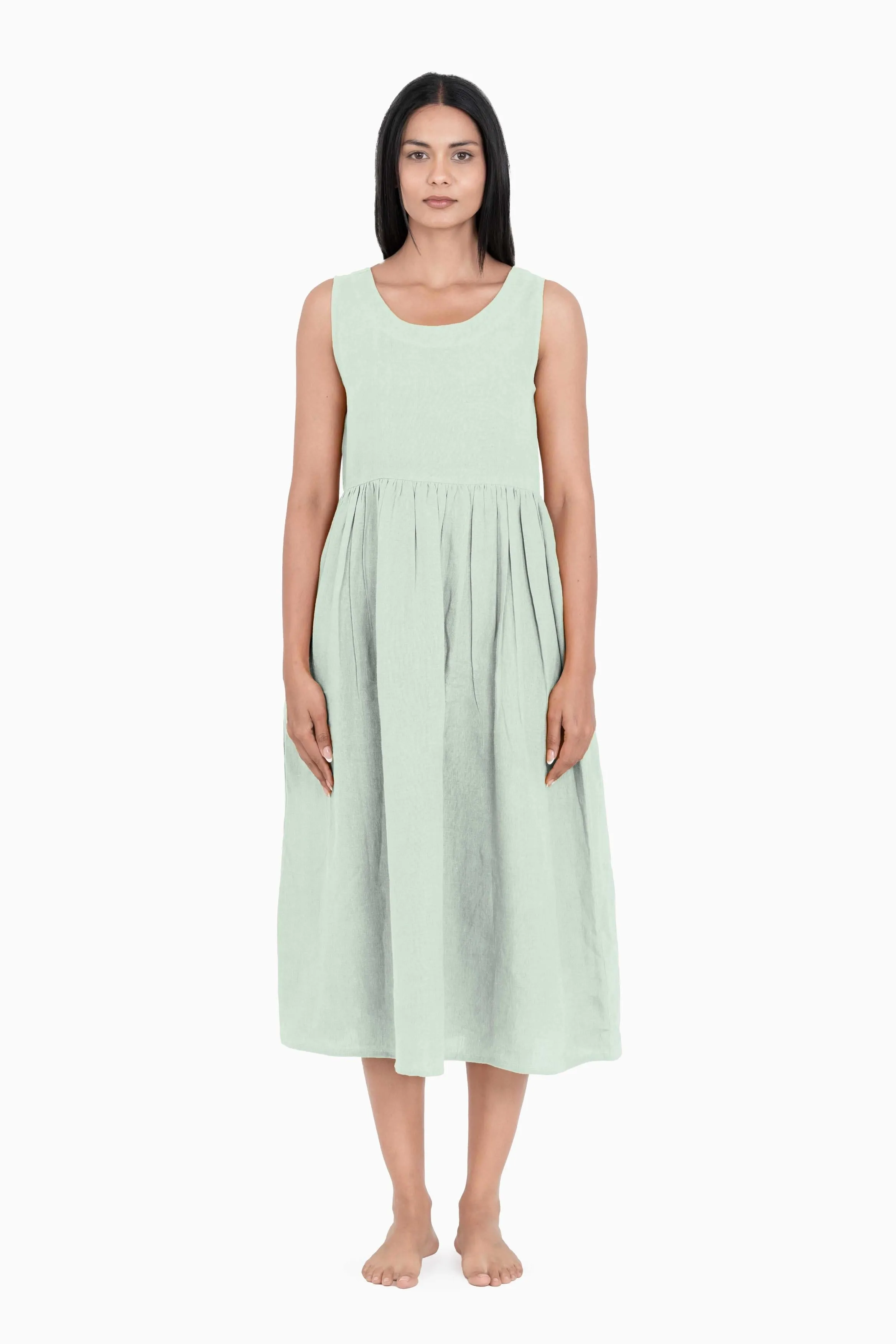 Linen Achill Dress-Pacific Blue