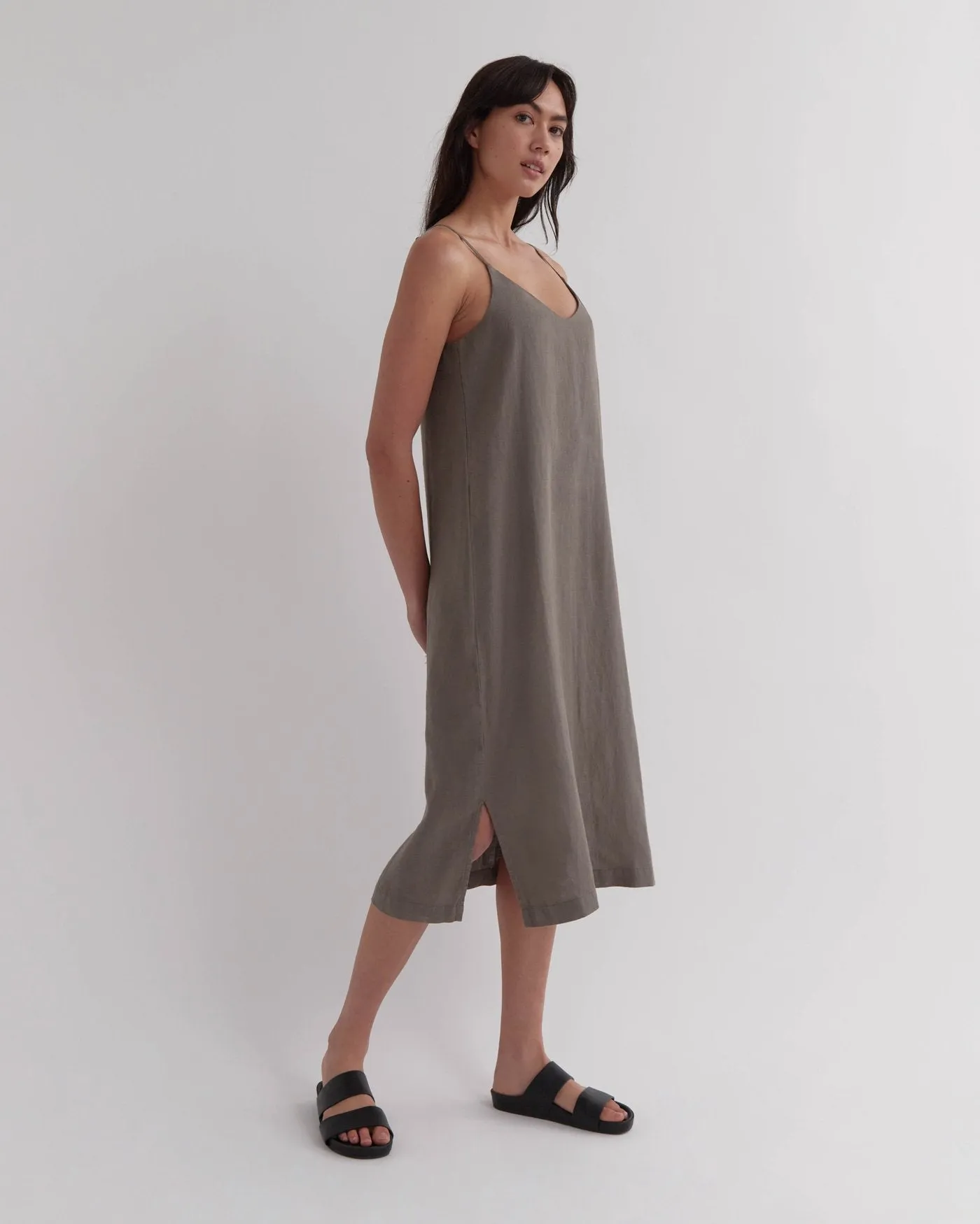 Linen Slip Dress Sage