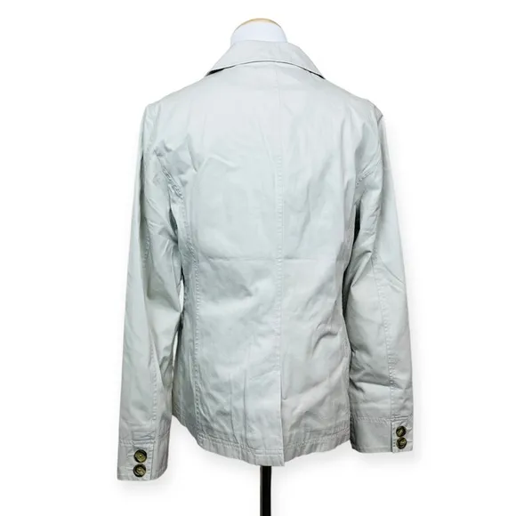 L.L. BEAN Khaki Womens Chino Blazer Jacket 10 Reg NWOT Classic Utility Collar