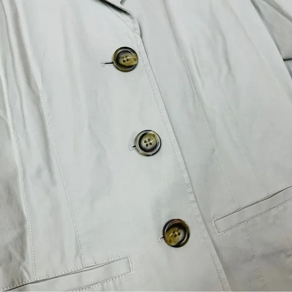 L.L. BEAN Khaki Womens Chino Blazer Jacket 10 Reg NWOT Classic Utility Collar