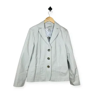 L.L. BEAN Khaki Womens Chino Blazer Jacket 10 Reg NWOT Classic Utility Collar