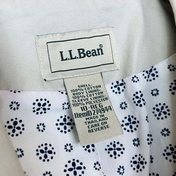 L.L. BEAN Khaki Womens Chino Blazer Jacket 10 Reg NWOT Classic Utility Collar