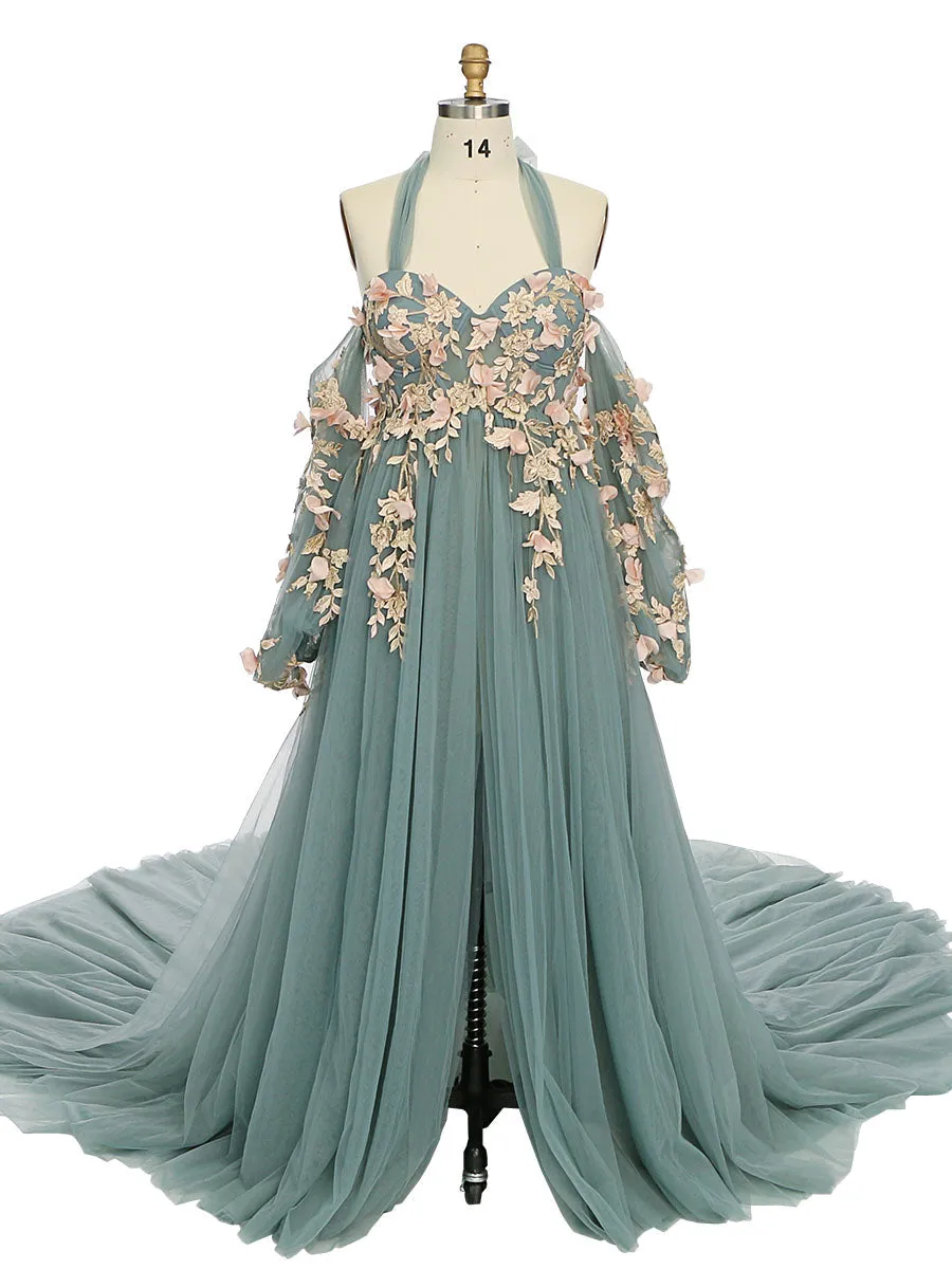 Long Sleeve Gorgeous Maternity Gown for Photoshoot Photography Dress for Photo Sessions YW231001