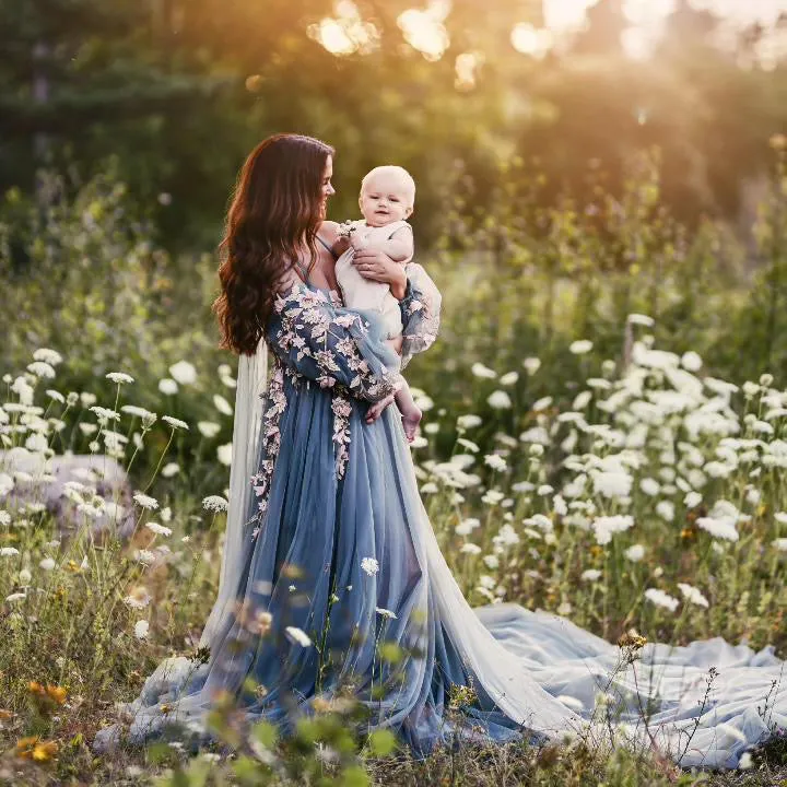 Long Sleeve Gorgeous Maternity Gown for Photoshoot Photography Dress for Photo Sessions YW231001