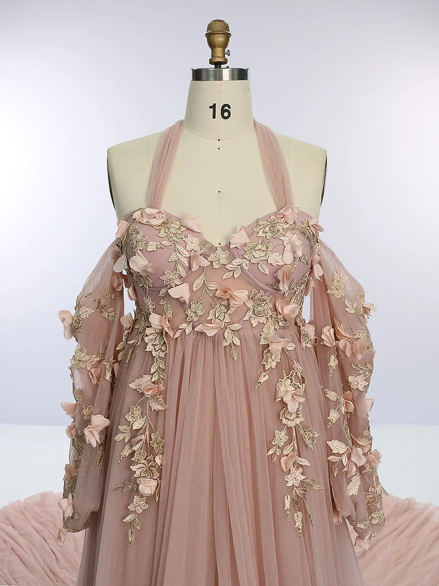 Long Sleeve Gorgeous Maternity Gown for Photoshoot Photography Dress for Photo Sessions YW231001