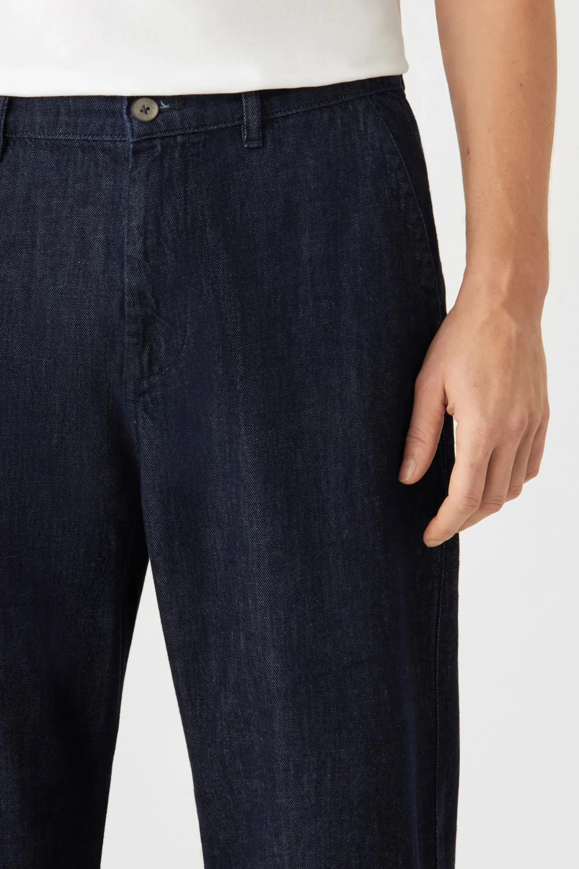 Loom Loose Lightweight Hemp Blend Chinos Raw Blue