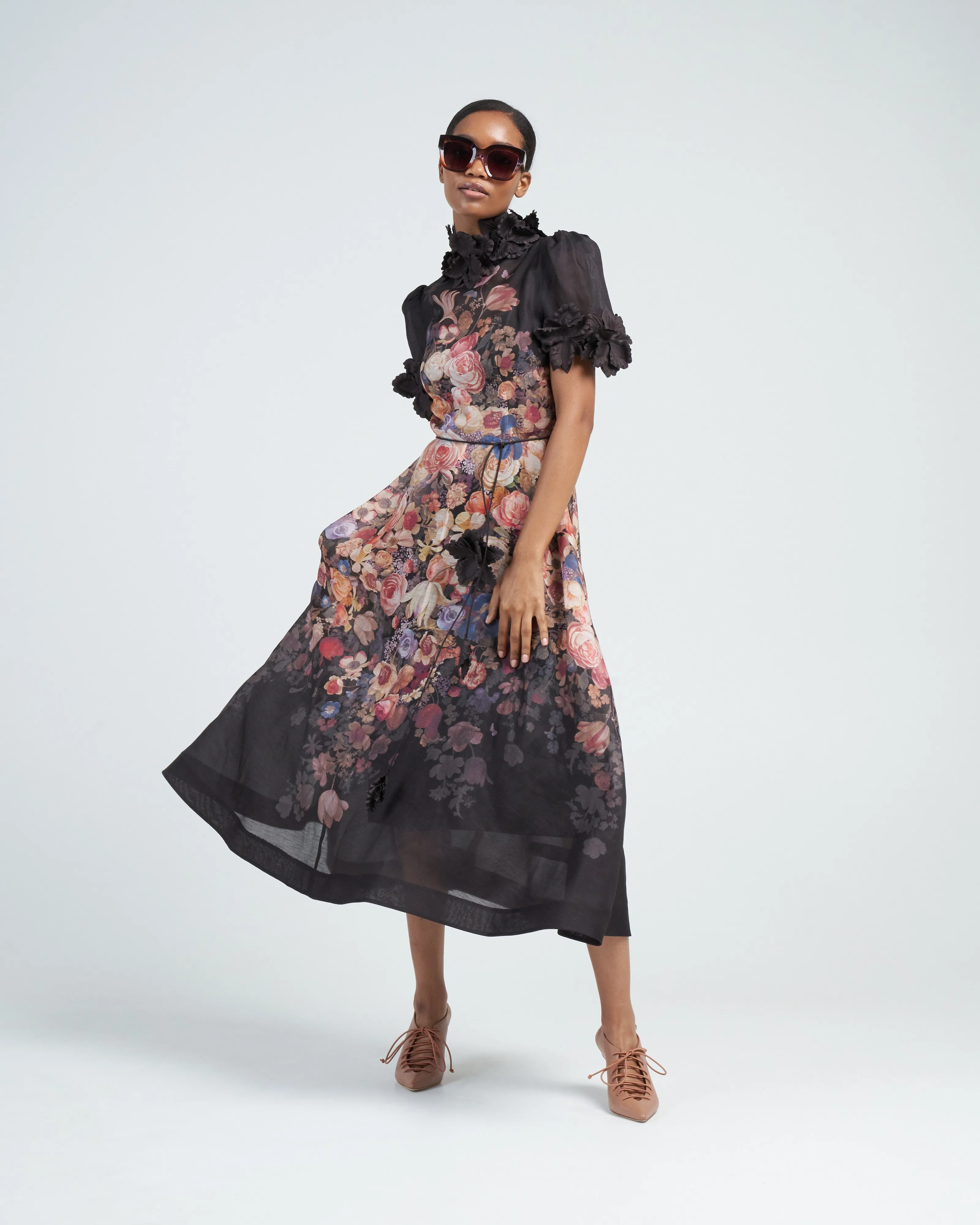 luminosity liftoff flower midi - morisot black print