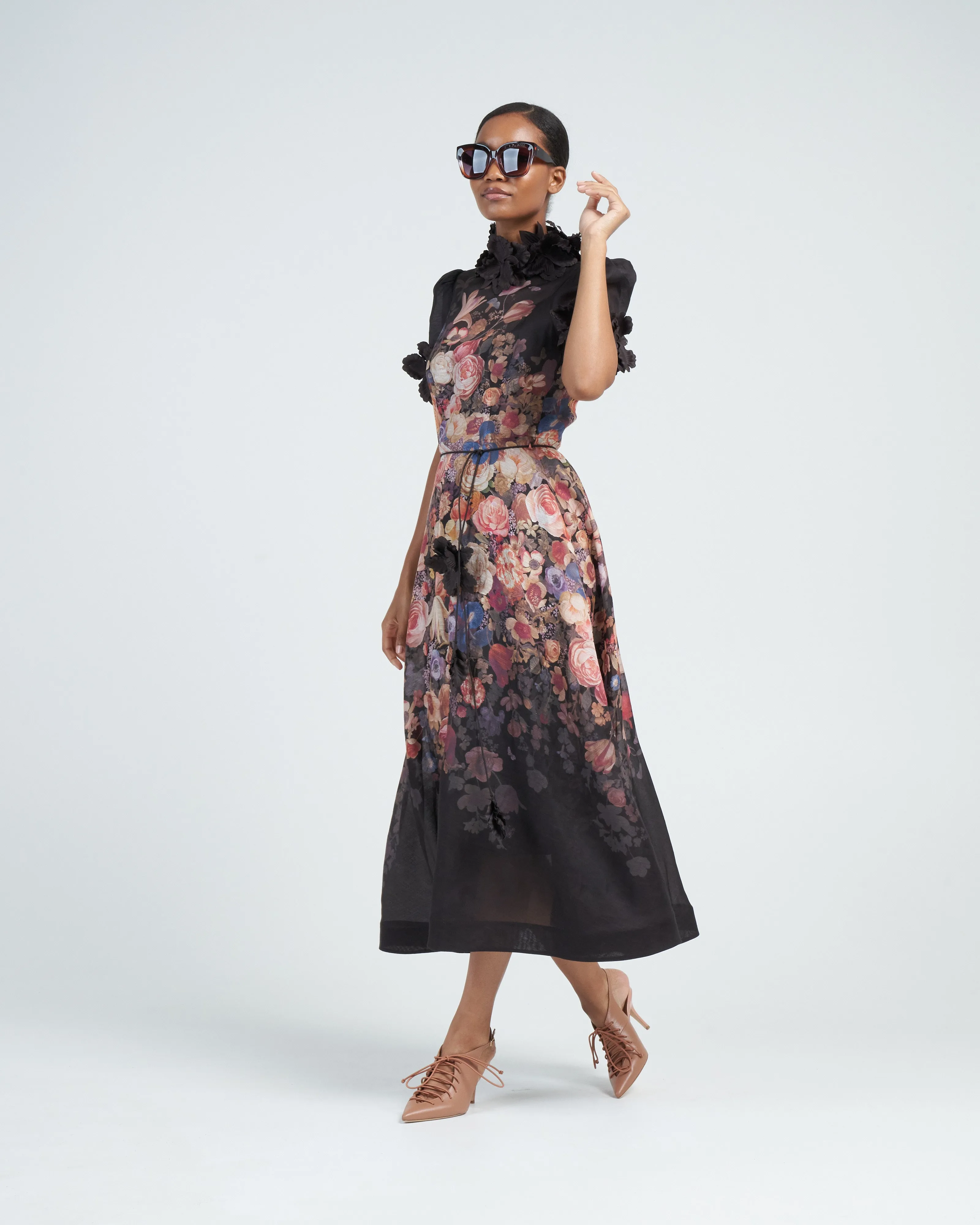 luminosity liftoff flower midi - morisot black print