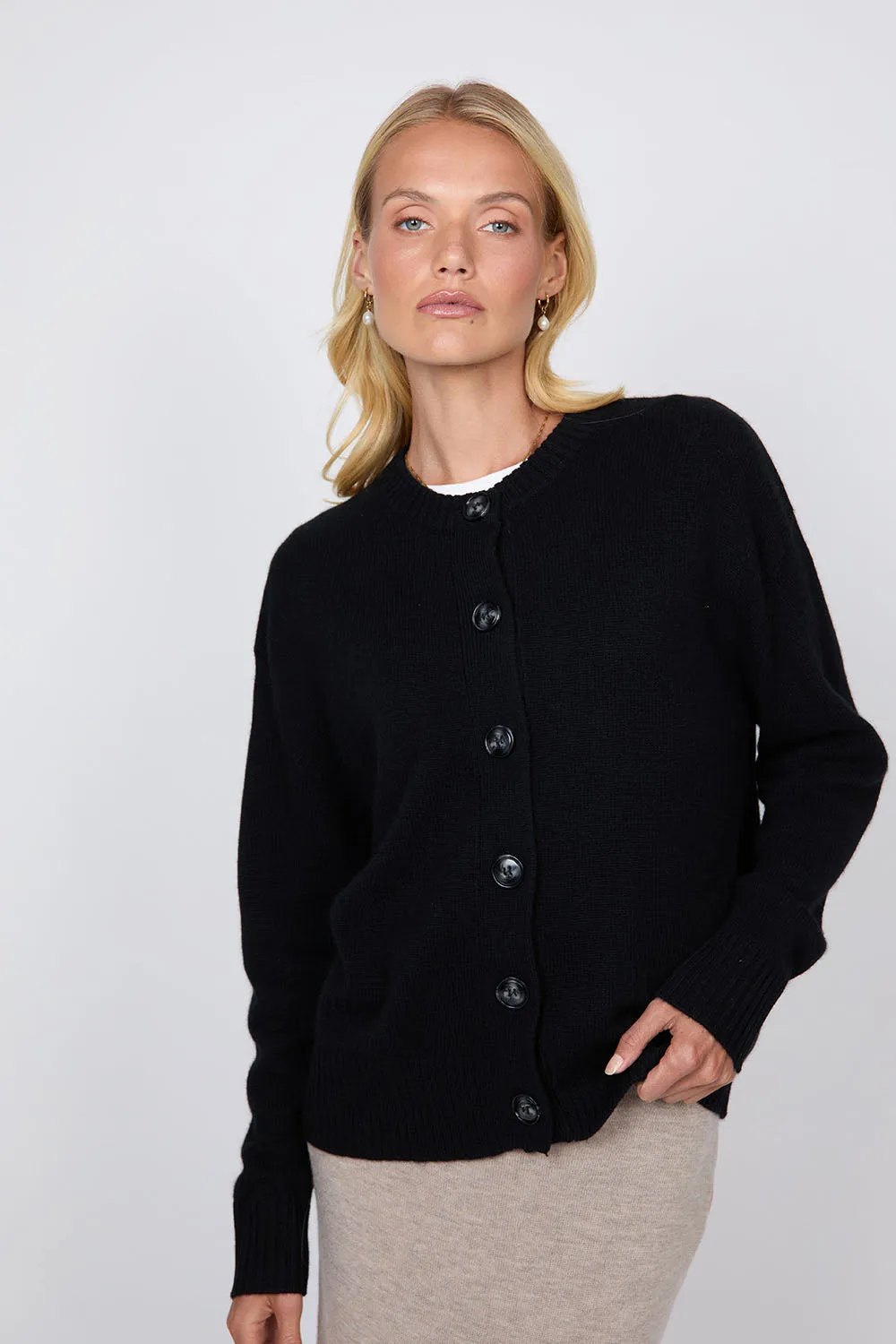 Luxe Cashmere Cardigan - Obsidian