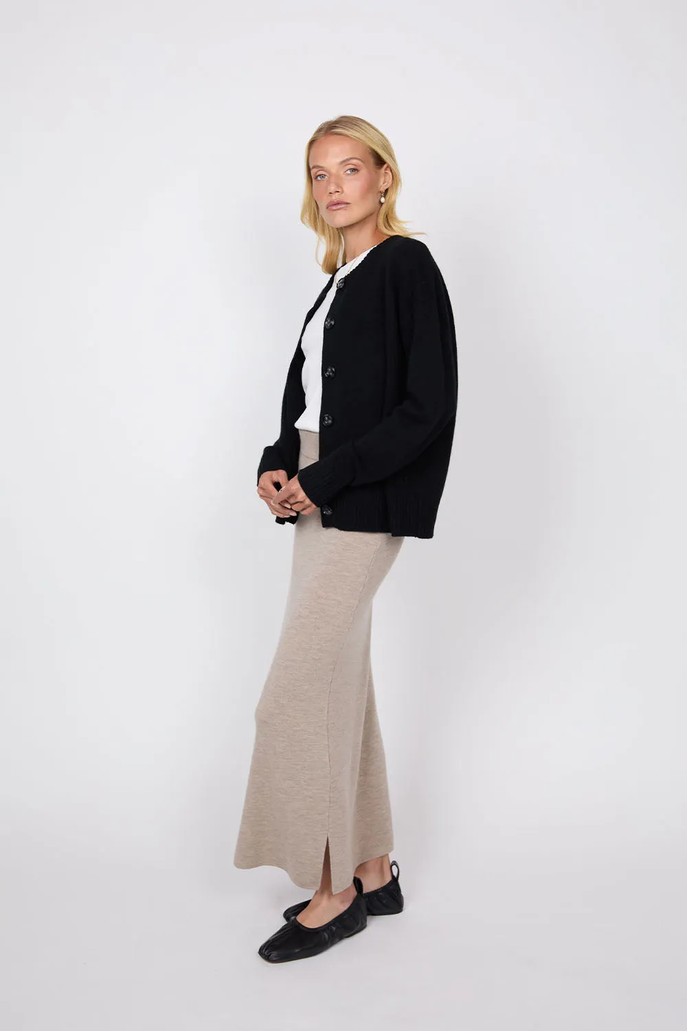 Luxe Cashmere Cardigan - Obsidian