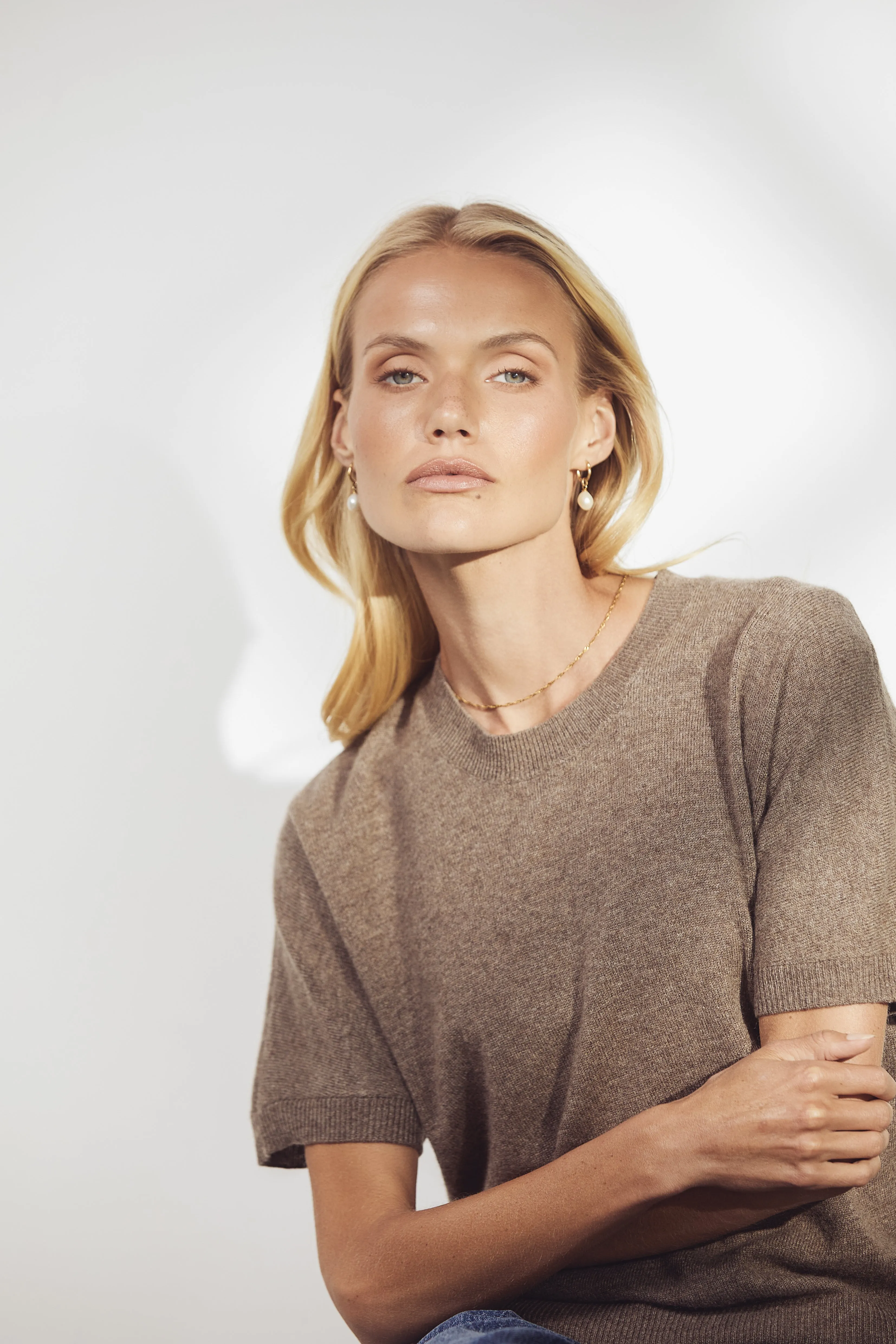 Luxe Cashmere Tee - Hazelnut