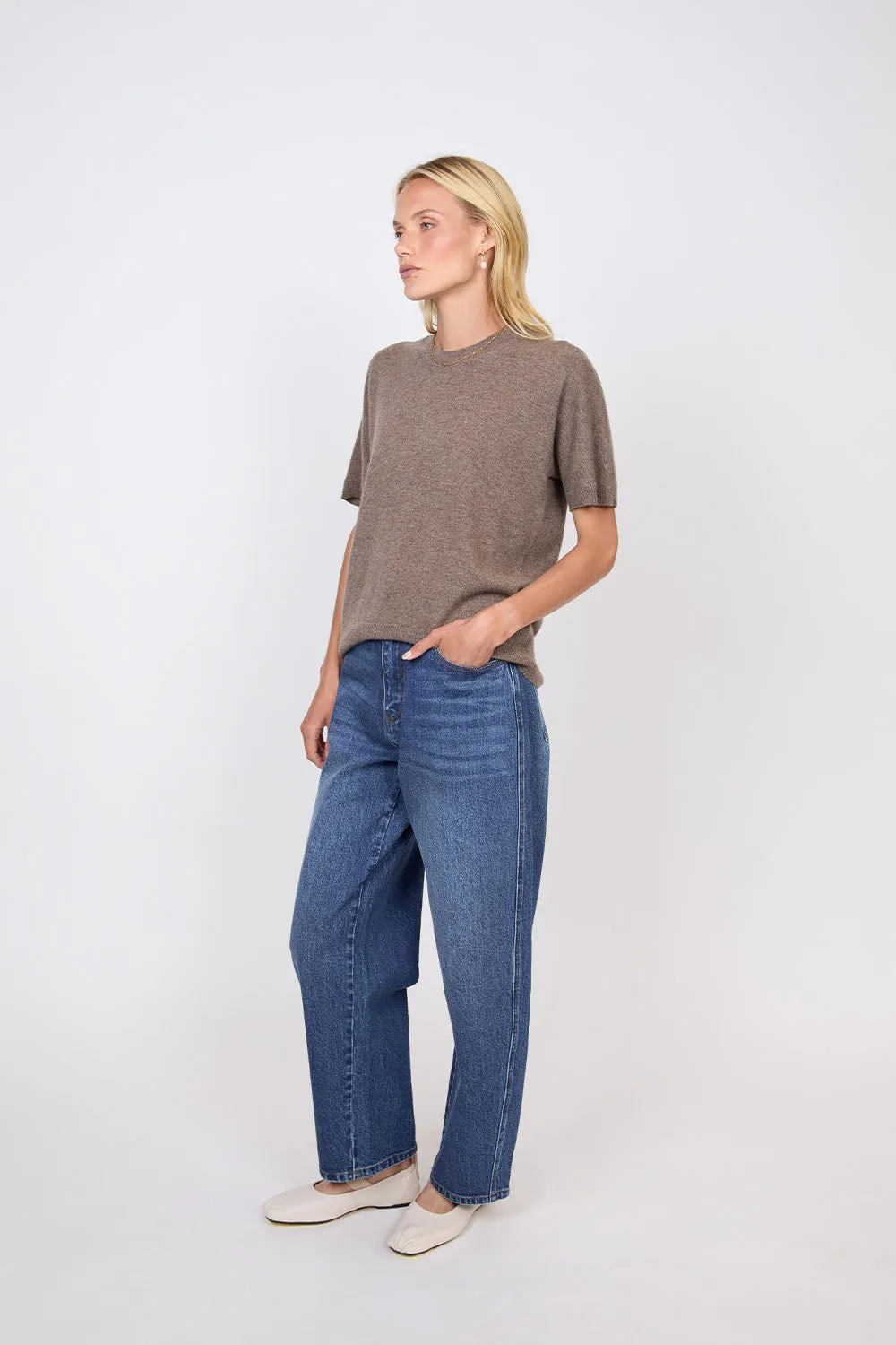 Luxe Cashmere Tee - Hazelnut