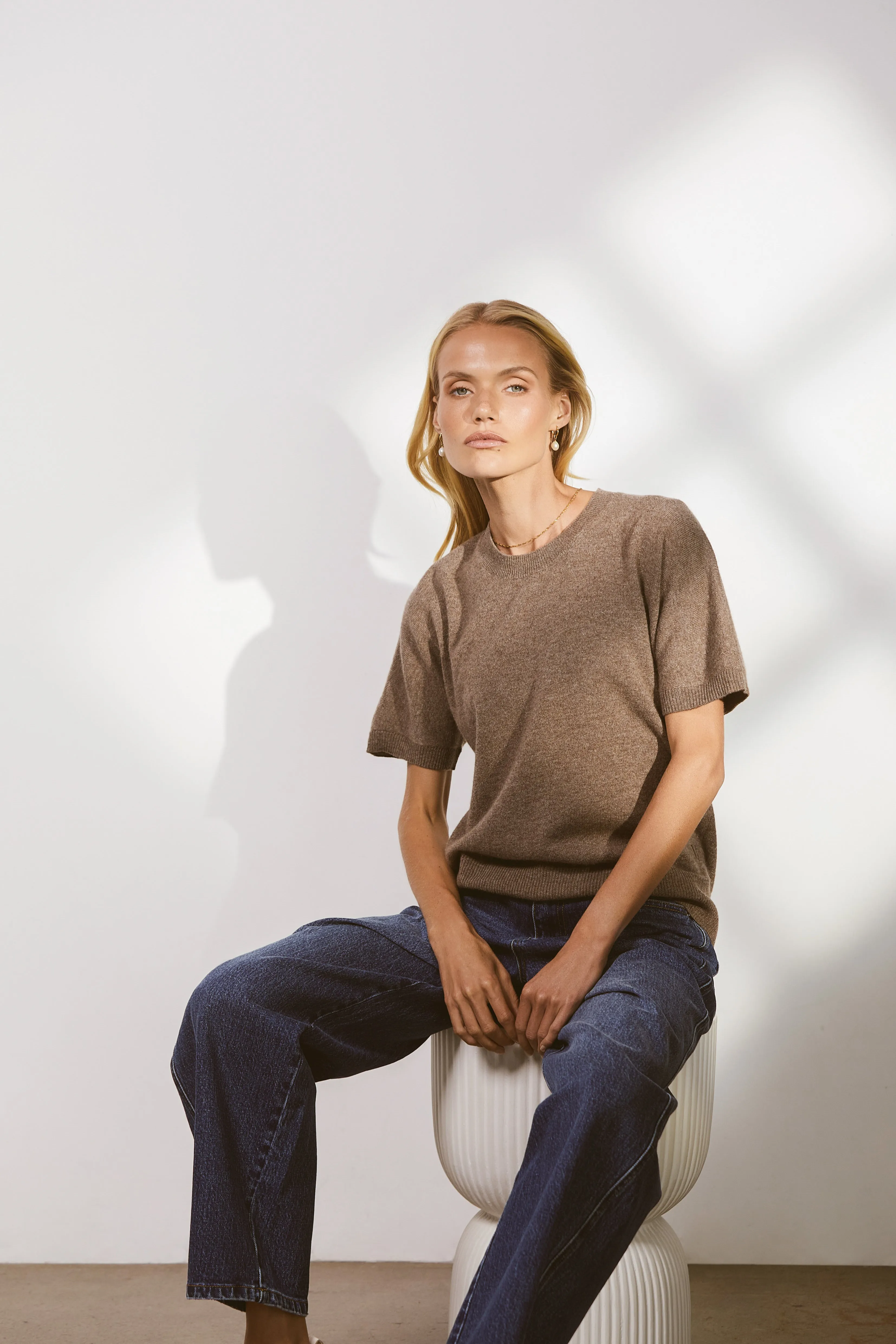 Luxe Cashmere Tee - Hazelnut