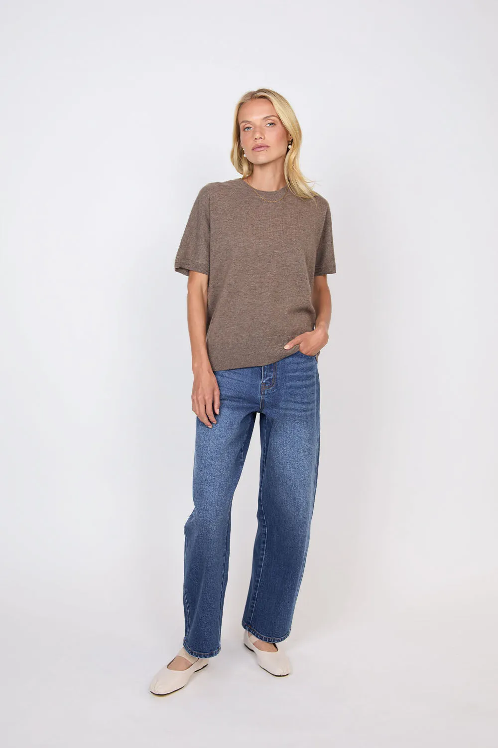 Luxe Cashmere Tee - Hazelnut