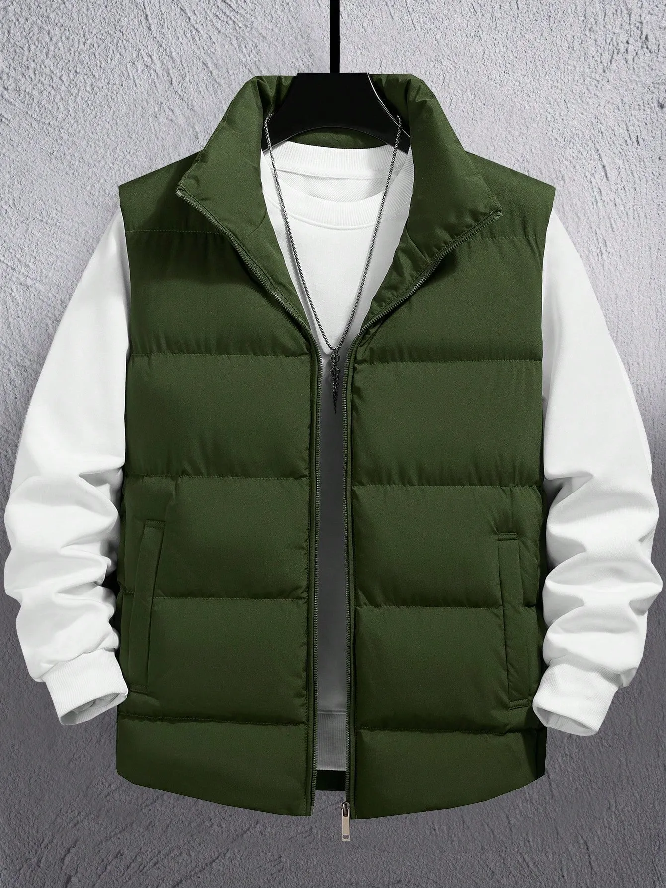 Manfinity Homme Men Zipper Front Vest Puffer Coat
