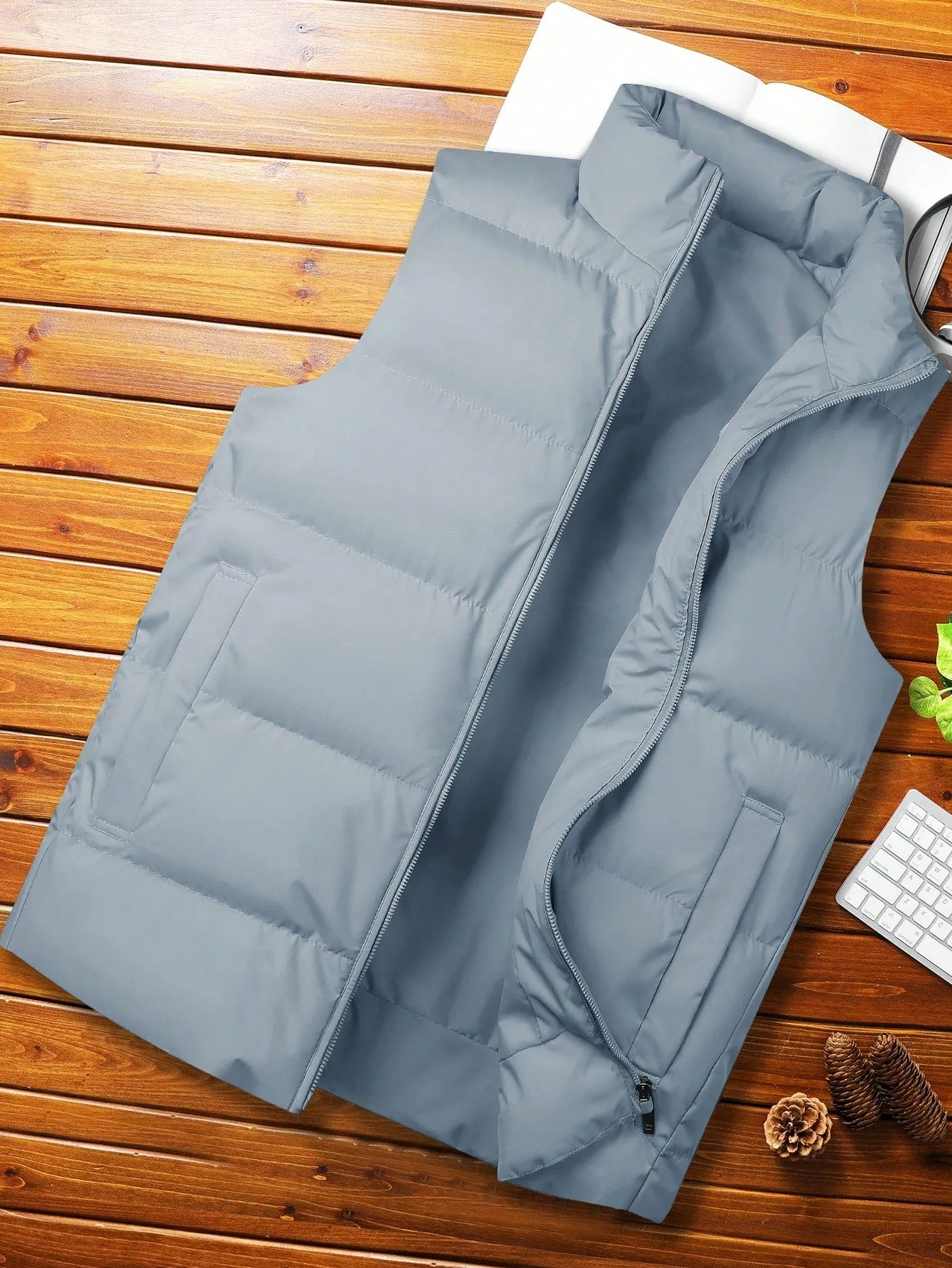 Manfinity Homme Men Zipper Front Vest Puffer Coat