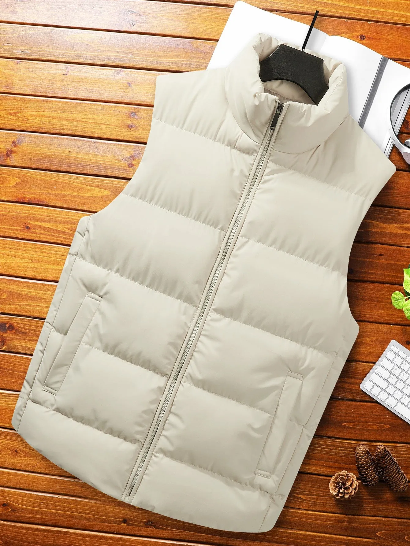 Manfinity Homme Men Zipper Front Vest Puffer Coat