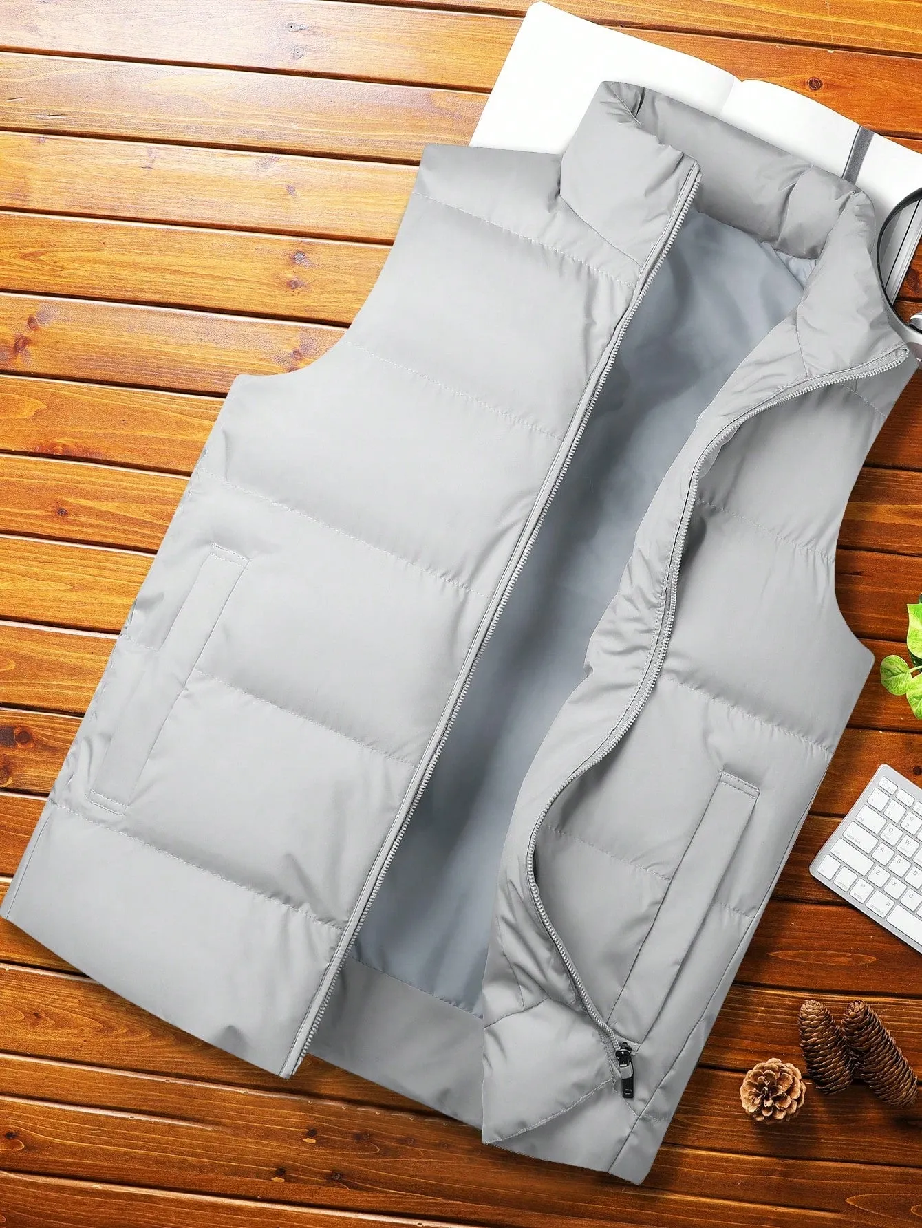 Manfinity Homme Men Zipper Front Vest Puffer Coat
