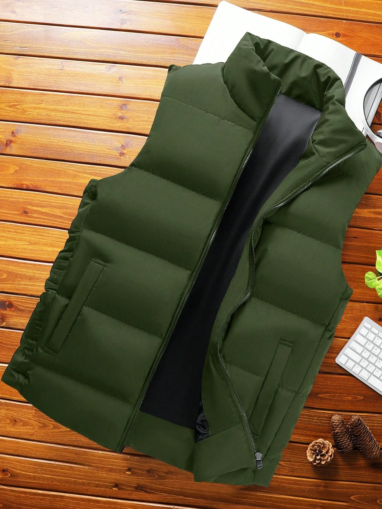 Manfinity Homme Men Zipper Front Vest Puffer Coat