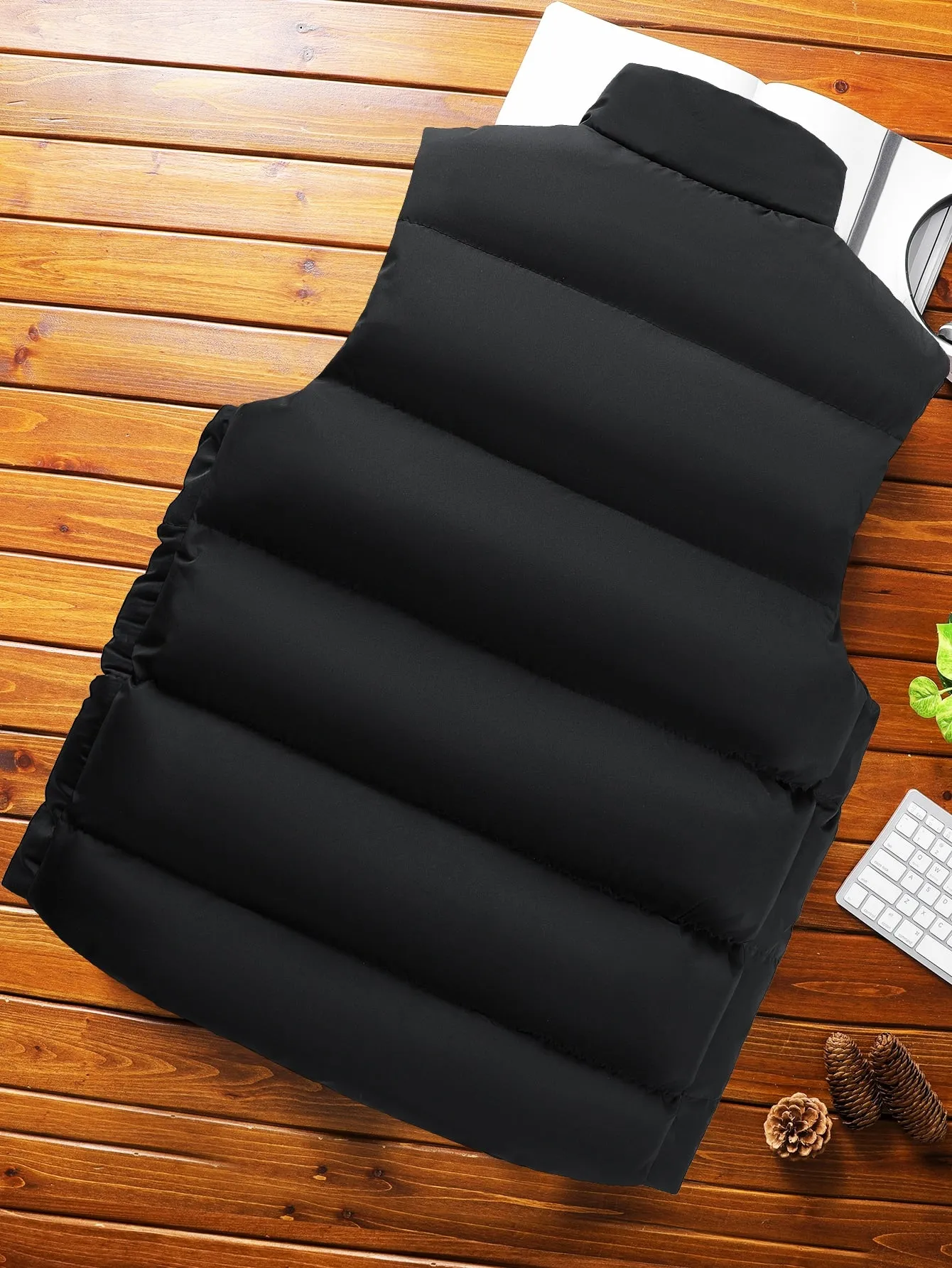 Manfinity Homme Men Zipper Front Vest Puffer Coat