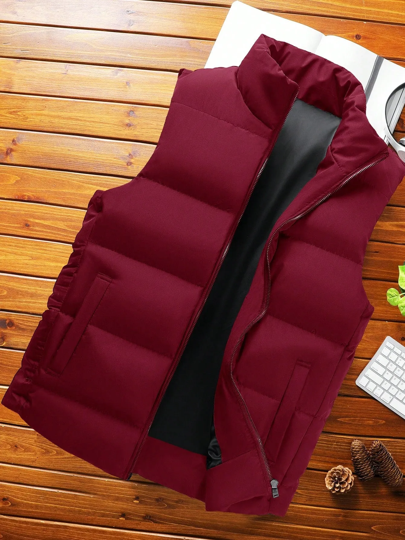 Manfinity Homme Men Zipper Front Vest Puffer Coat