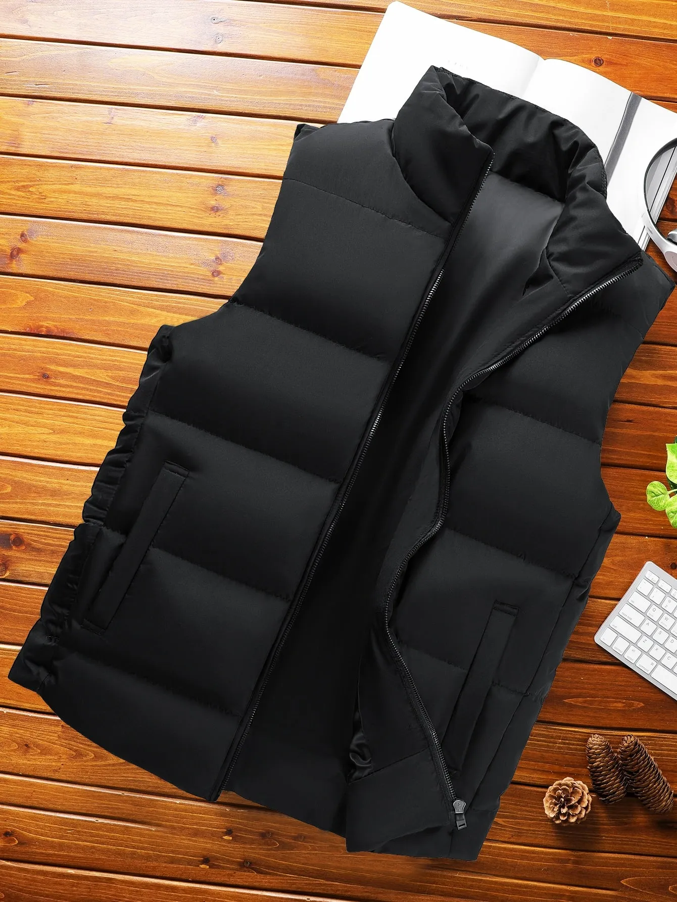 Manfinity Homme Men Zipper Front Vest Puffer Coat