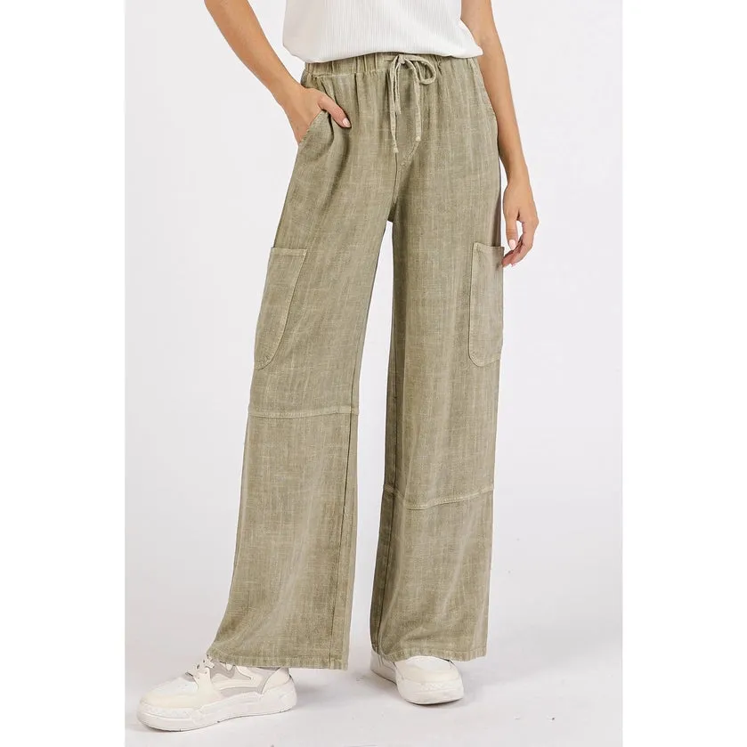 Markie Mineral Wash Elastic Waist Pants