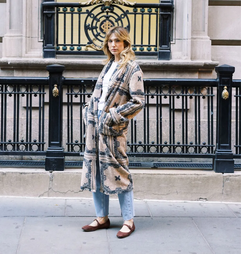 MASON'S DAUGHTER Coco Robe Coat, Cream Bandana Print