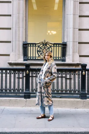 MASON'S DAUGHTER Coco Robe Coat, Cream Bandana Print