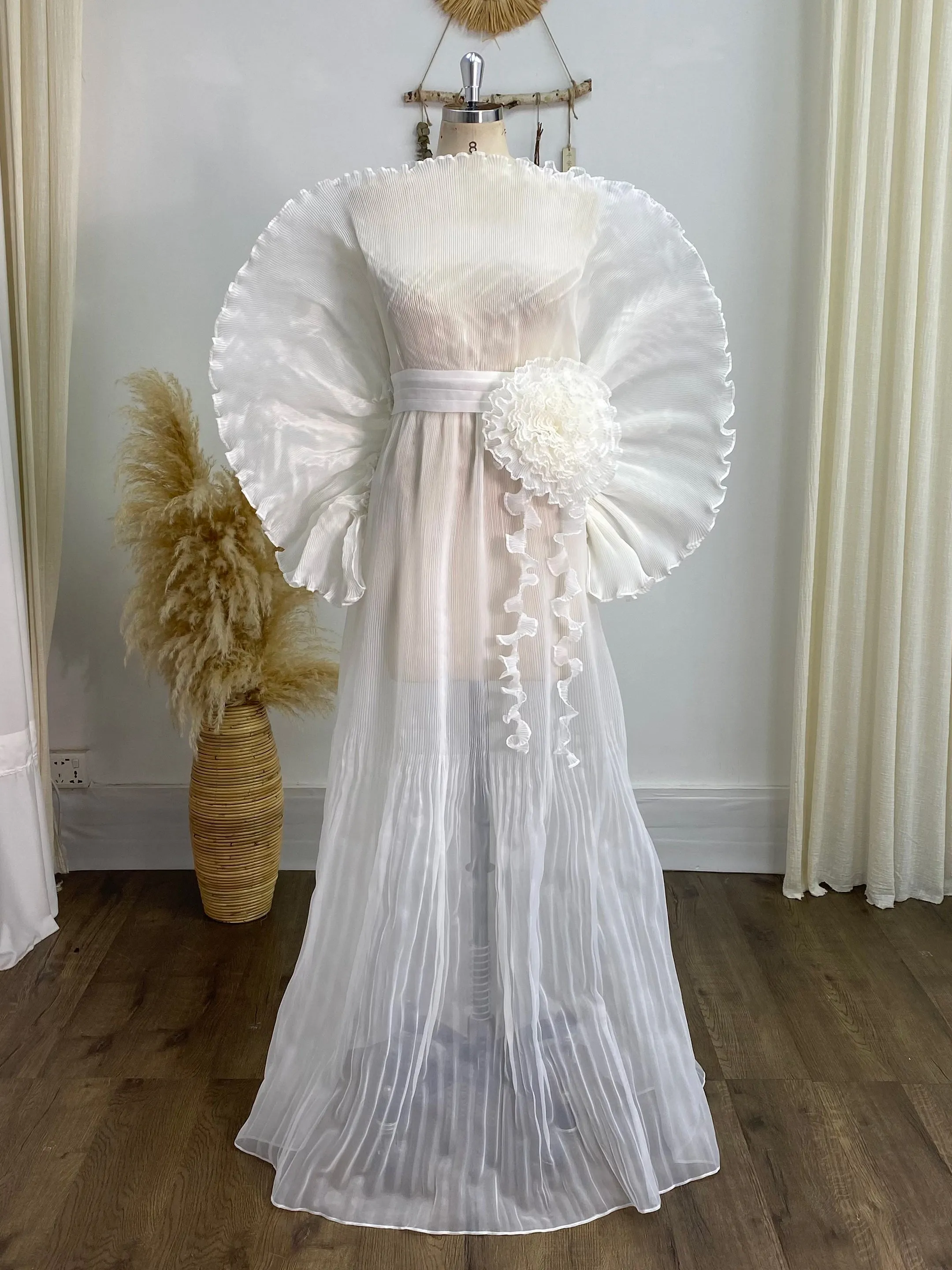 Maternity Dress for Photo Shoot Ivory Maternity Gown Organza Pregnancy Dress YW240051