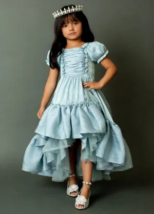 Mathilda Petticoat Dress in Powder Blue Iridescent
