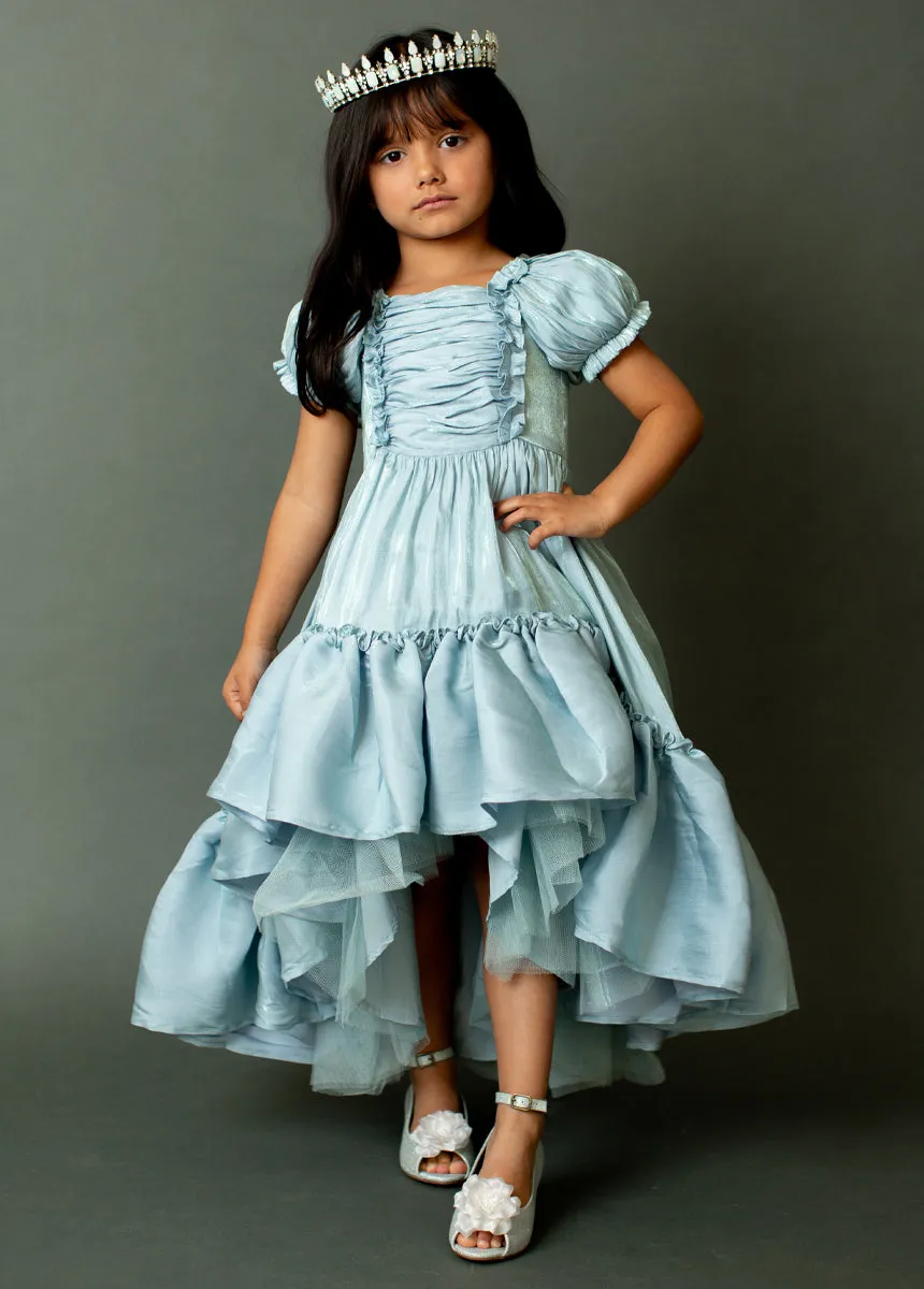 Mathilda Petticoat Dress in Powder Blue Iridescent