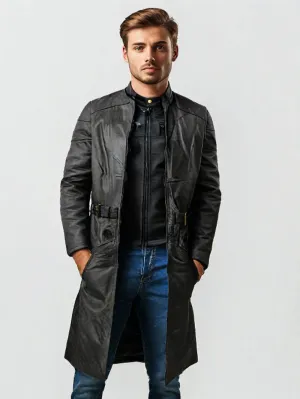 Matrix Style Long Leather Coat for Men