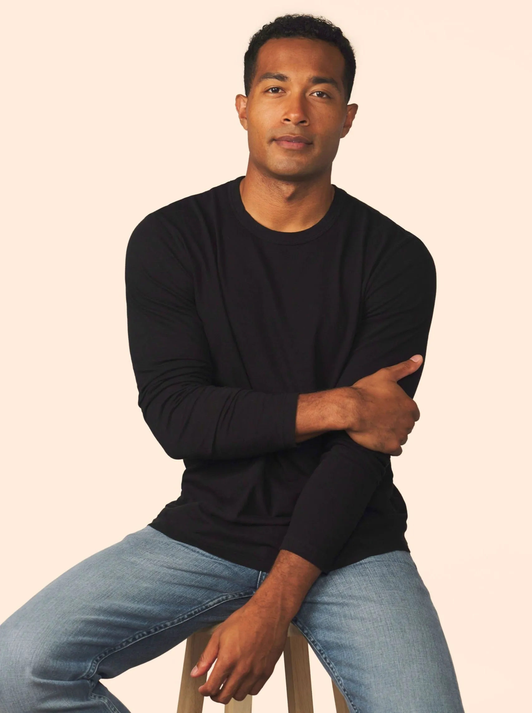 men’s cotton cashmere long sleeve - black