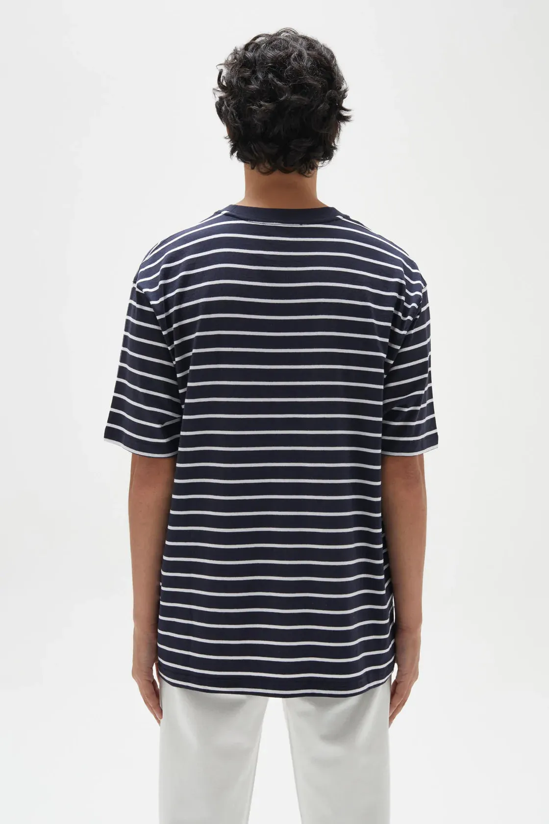 Mens Oversized Tee Navy Stripe