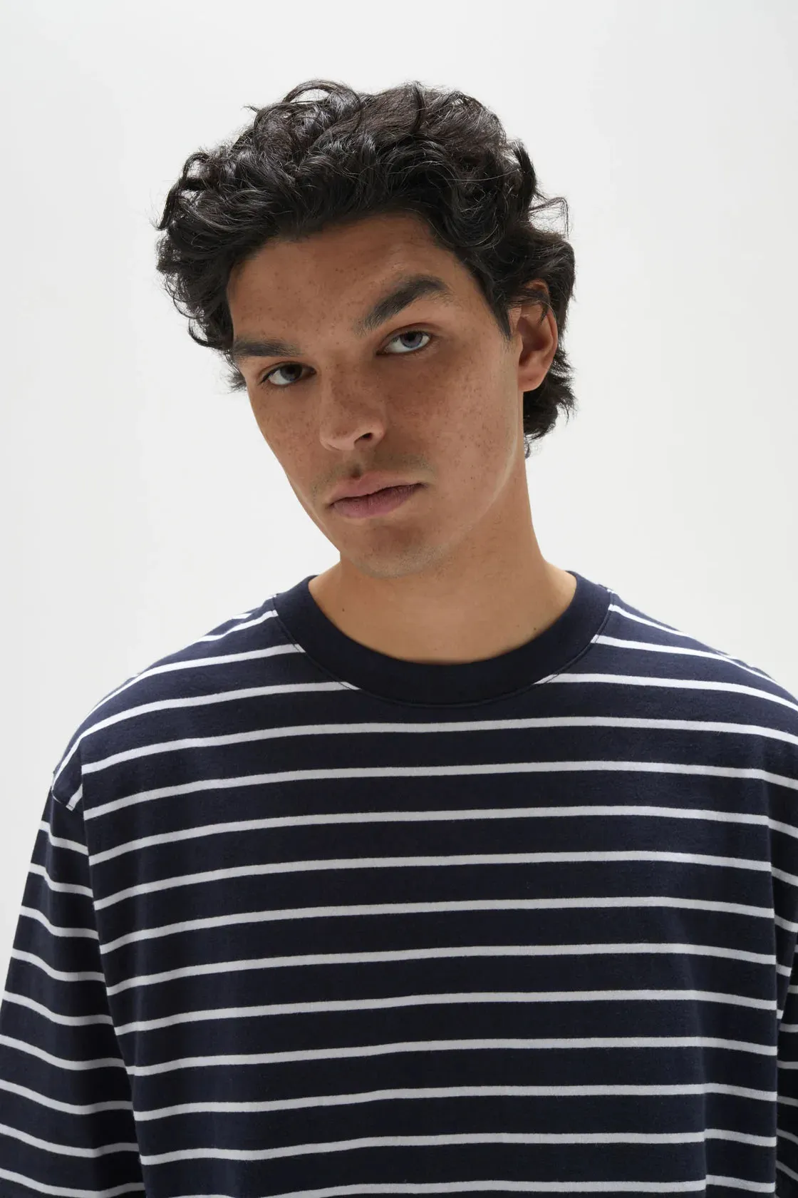 Mens Oversized Tee Navy Stripe