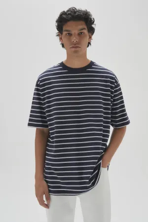 Mens Oversized Tee Navy Stripe